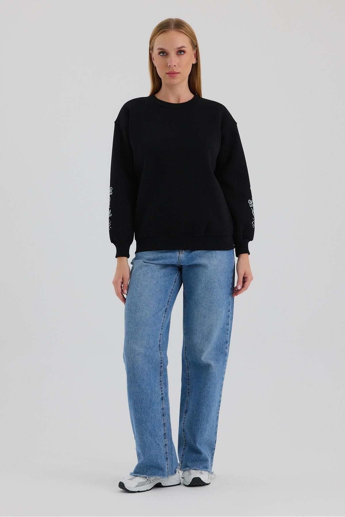 Kadın Oversize Baskılı Sweatshirt