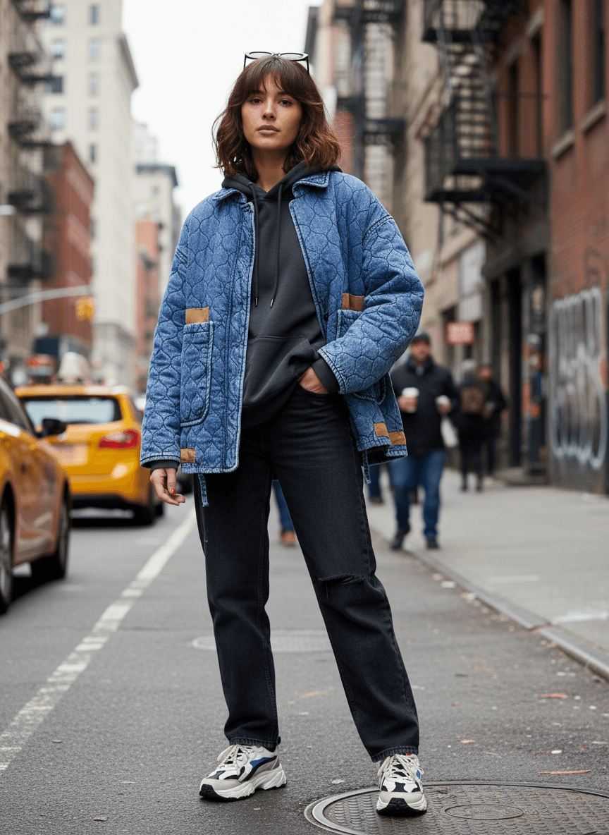 Kapitone Denim Ceket