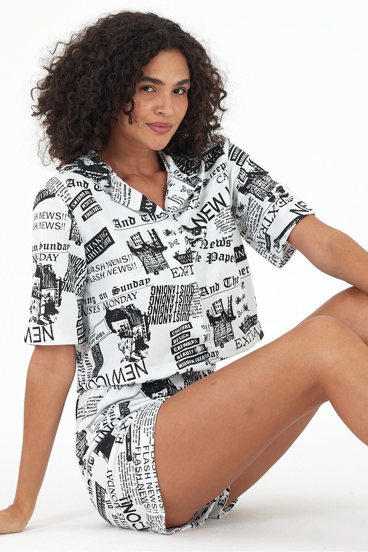 Kadın Yazlık Kısa Kollu Pijama Takımı