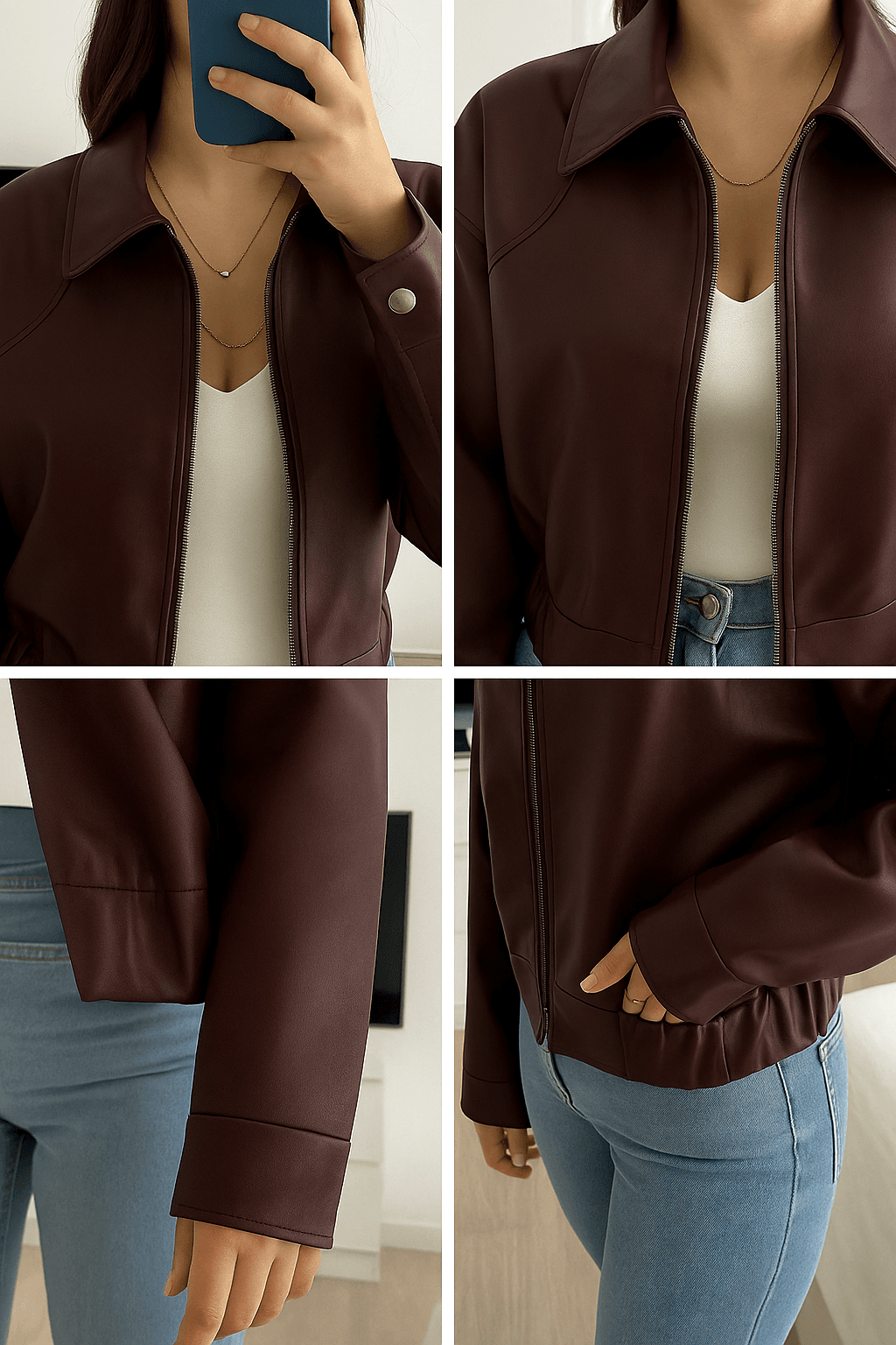 Yeni Sezon Kadın Kısa Oversize Suni Deri Ceket