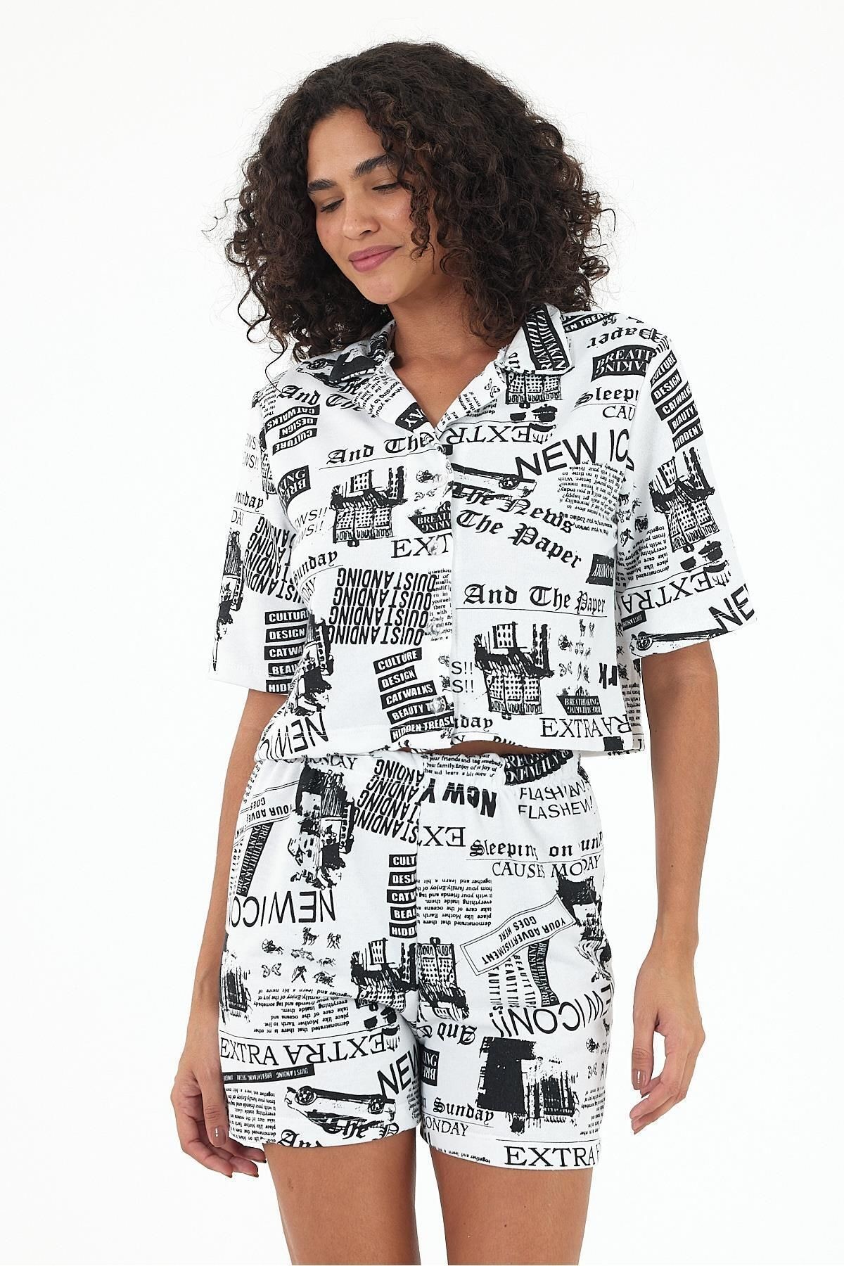Kadın Yazlık Kısa Kollu Pijama Takımı