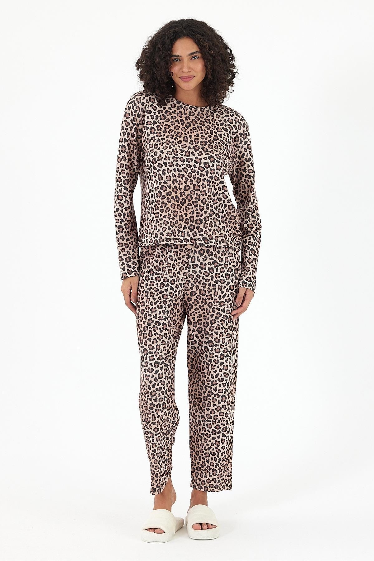 Kadın Uzun Kollu Baskılı Pijama Takımı
