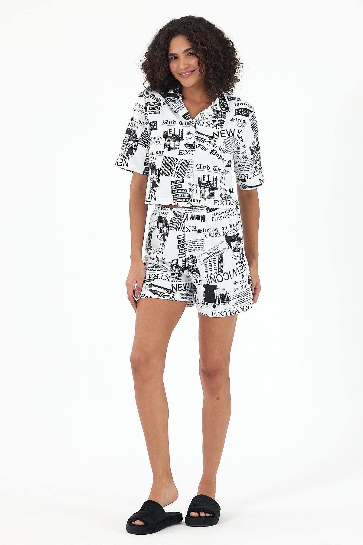 Kadın Yazlık Kısa Kollu Pijama Takımı