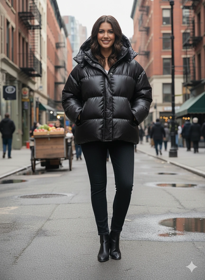 Battal Beden Suni Deri Şişme Mont