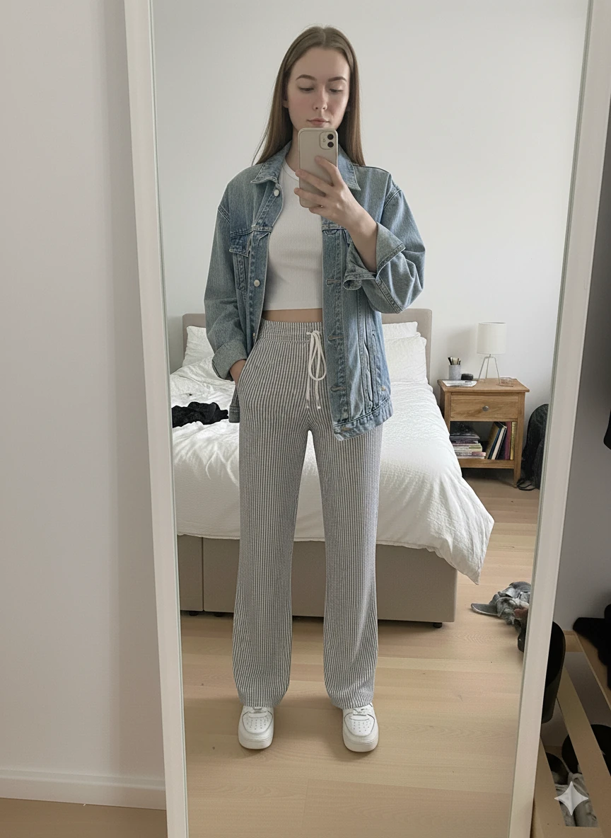 Suyolu Çizgili Pantolon - GRİ