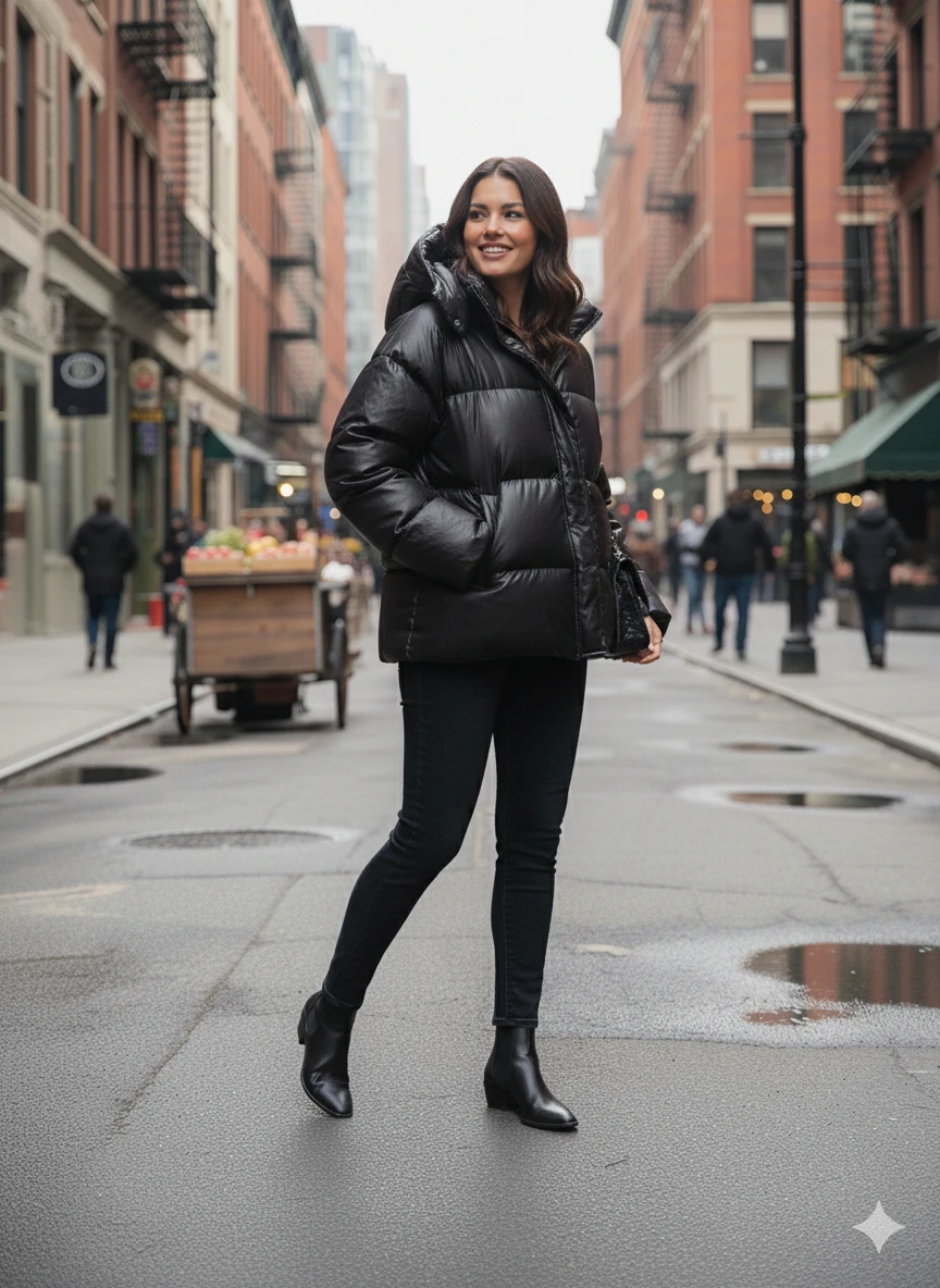 Battal Beden Suni Deri Şişme Mont