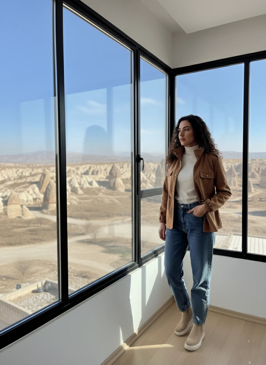 Taba Süet Görünümlü Cepli Ceket - KİREMİT