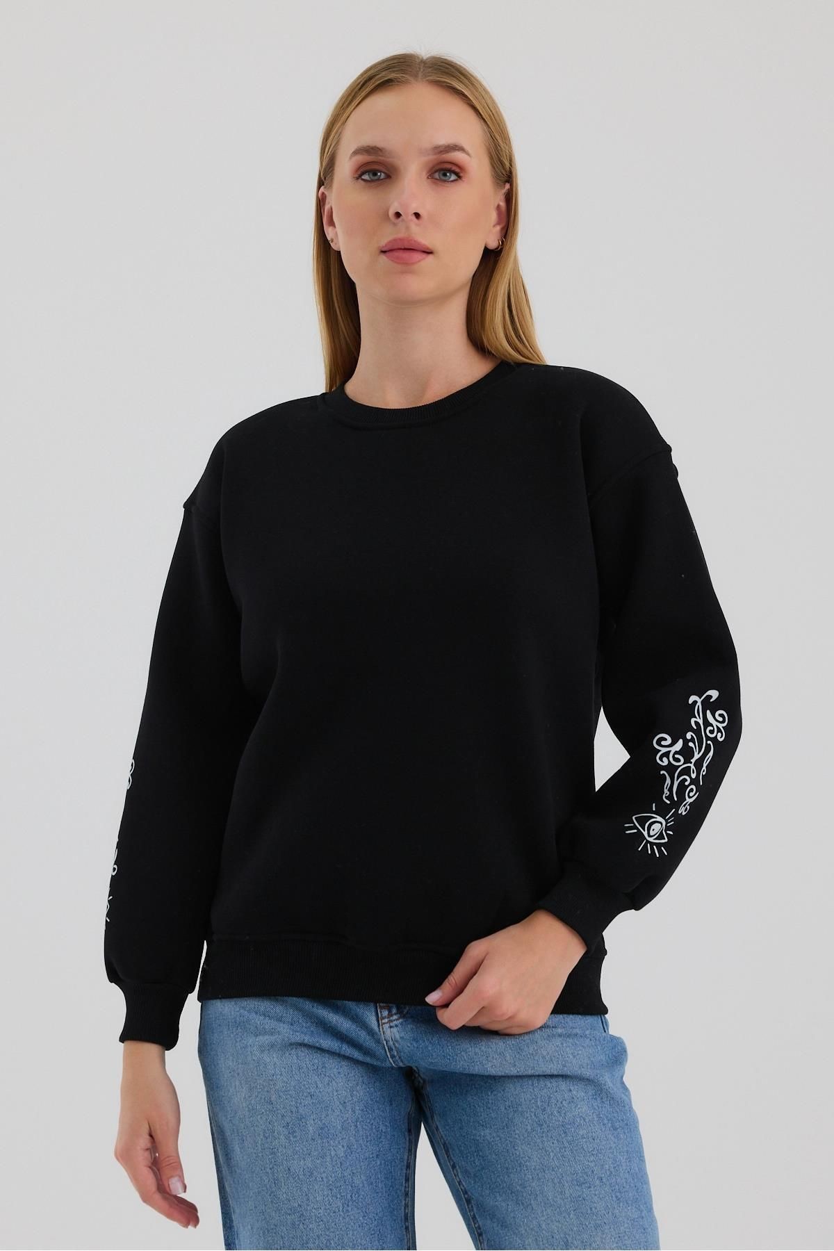 Kadın Oversize Baskılı Sweatshirt