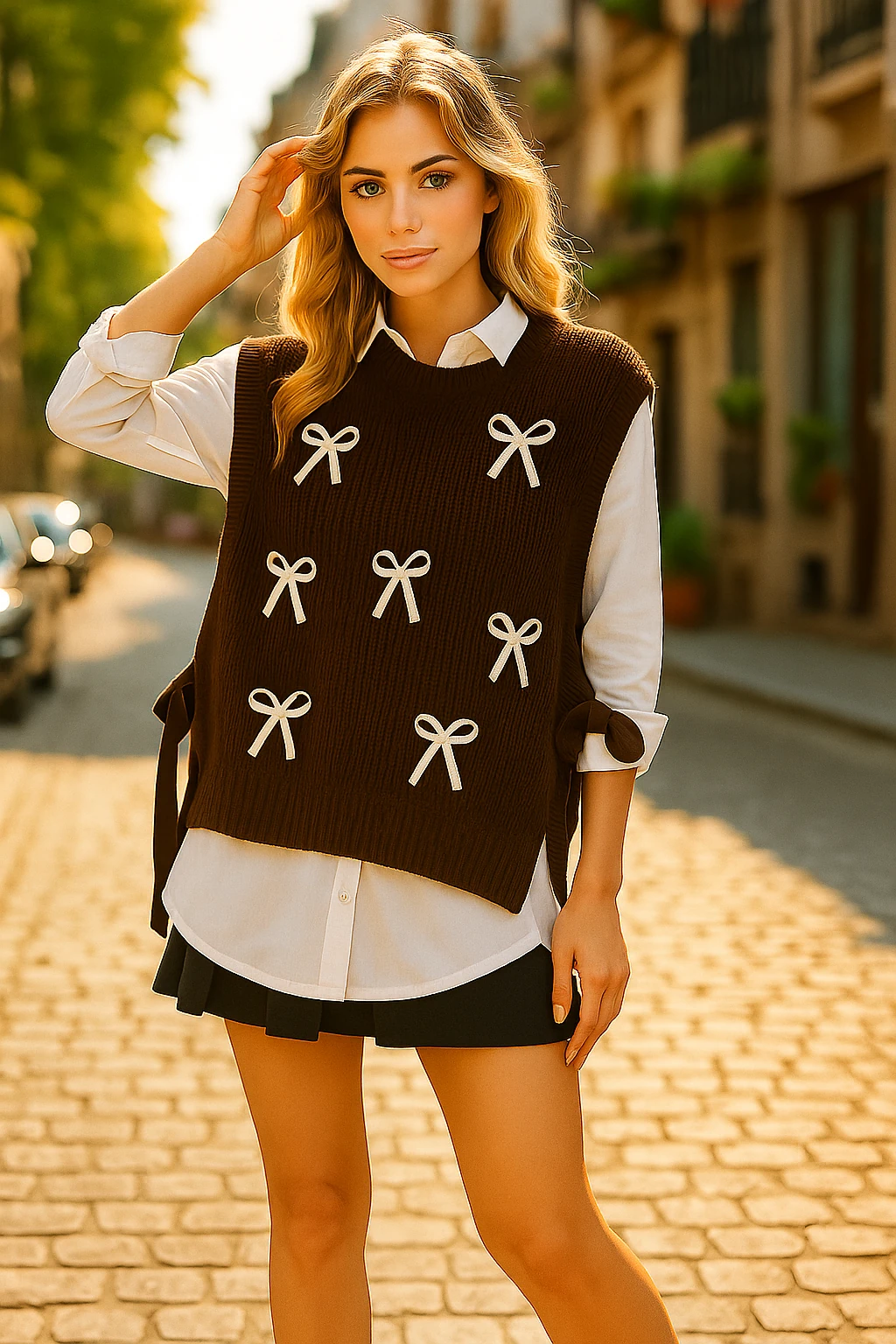 Bağlama Detay Kurdele Aksesuar Süveter - KAHVERENGİ