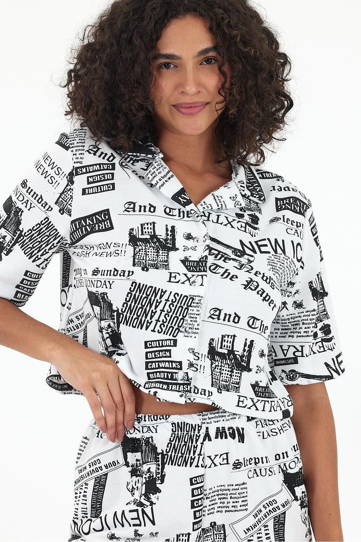 Kadın Yazlık Kısa Kollu Pijama Takımı