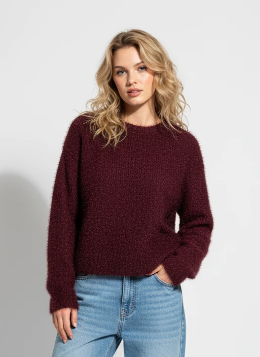 Premium Tüylü Basic Kadın Kazak