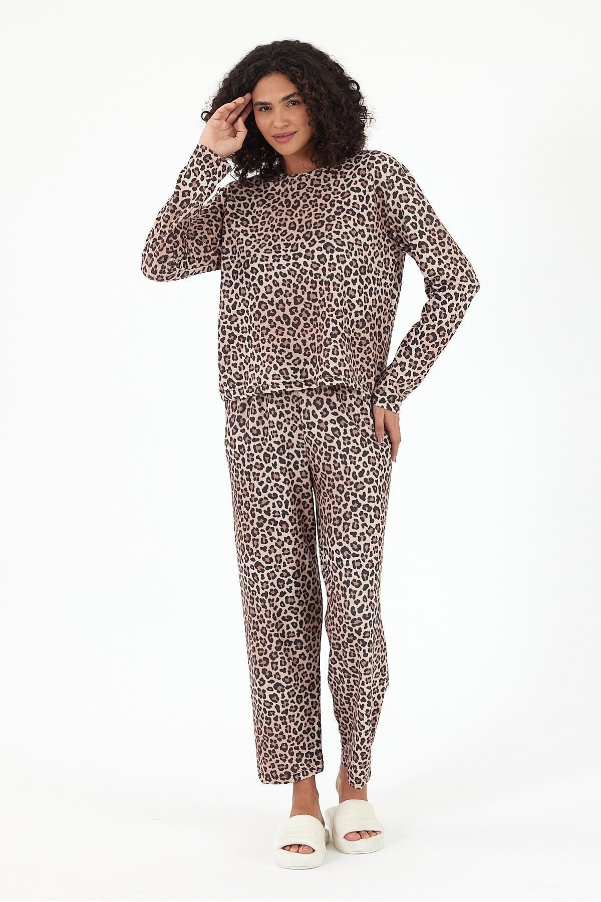 Kadın Uzun Kollu Baskılı Pijama Takımı