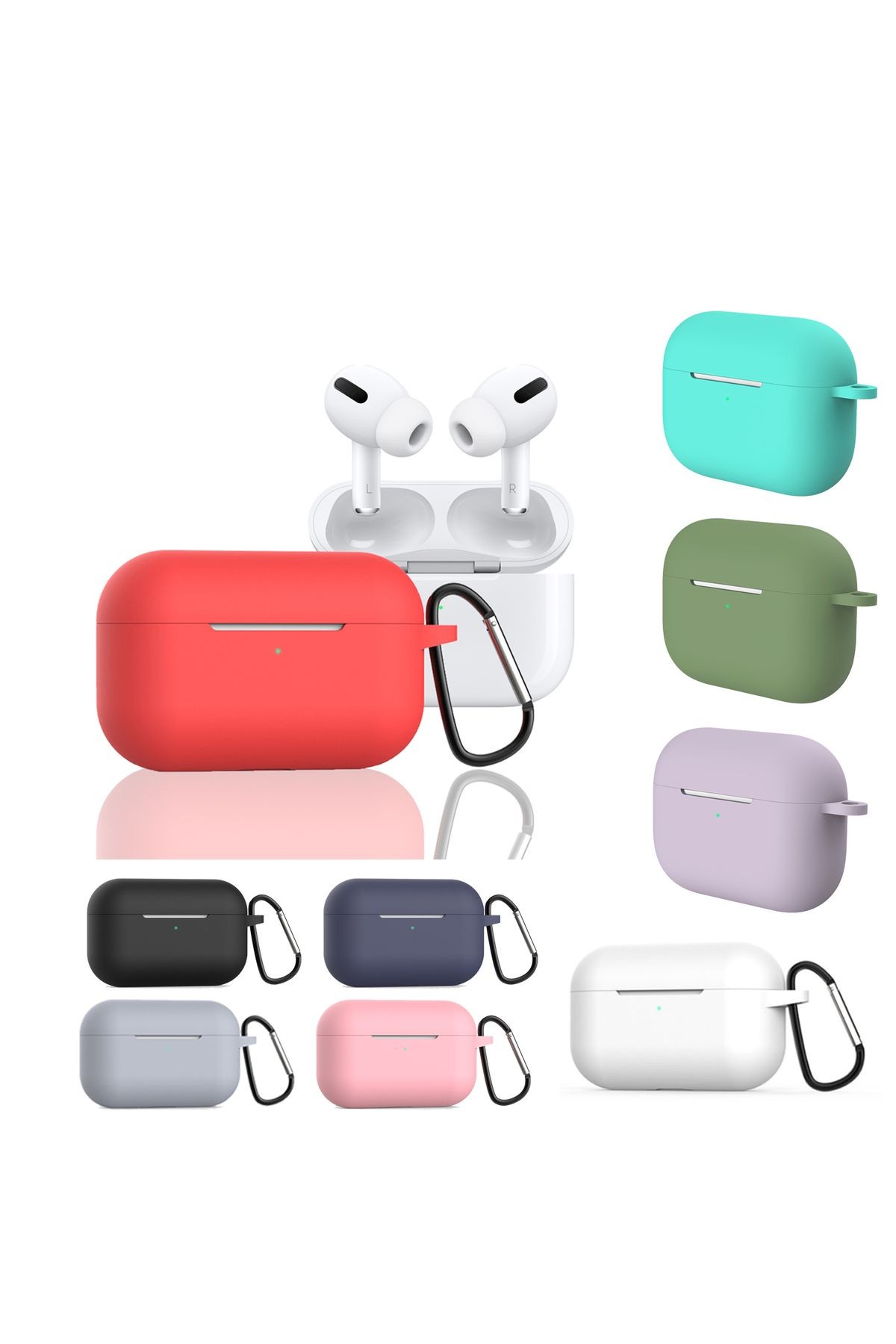 Koruyucu Kapak Airpods Pro Ile Uyumlu Kancalı Silikon Kılıf Beyaz