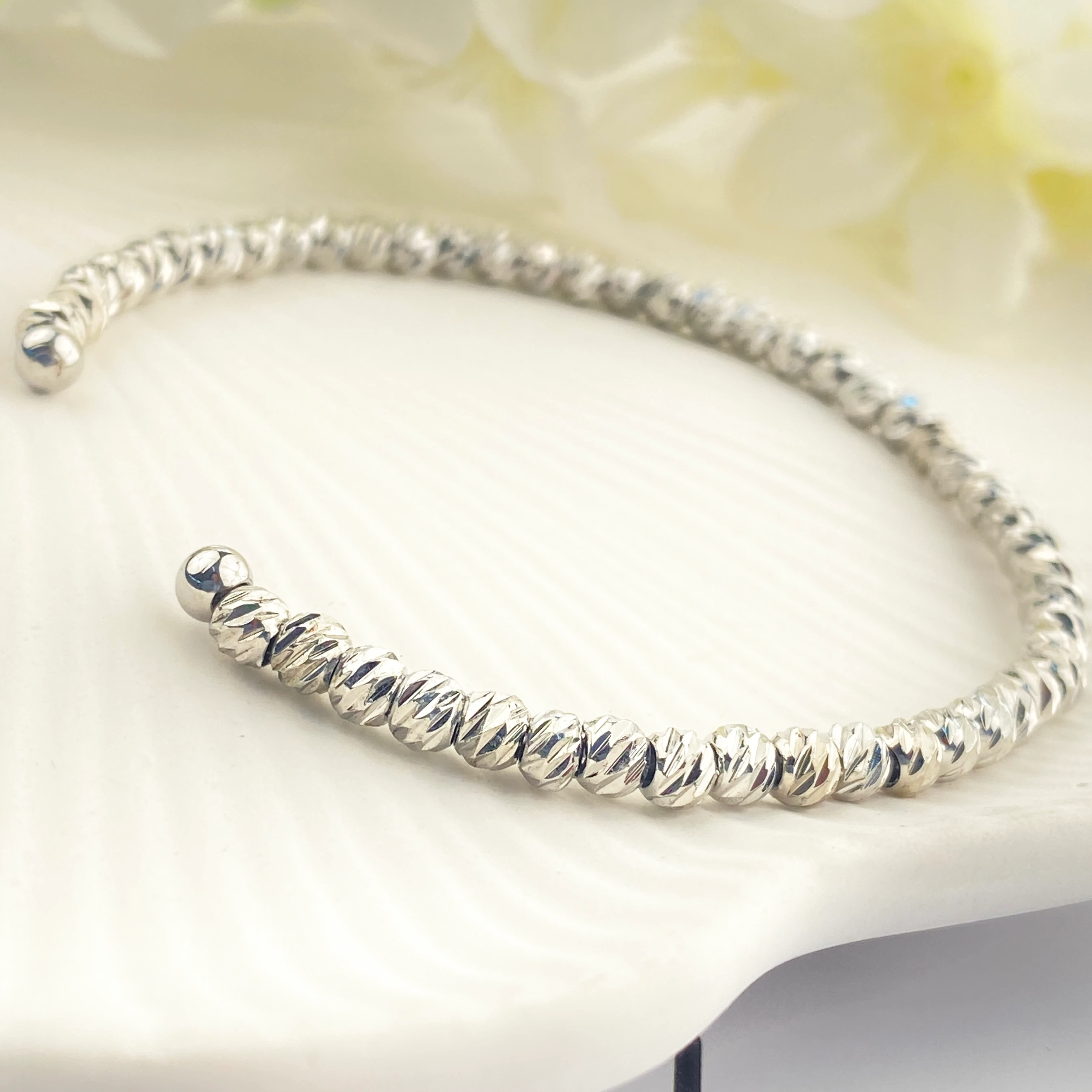 Dorika Bileklik Toplu Bilezik Kelepçe Esnek Model Ayarlanabilir Gümüş 19cm