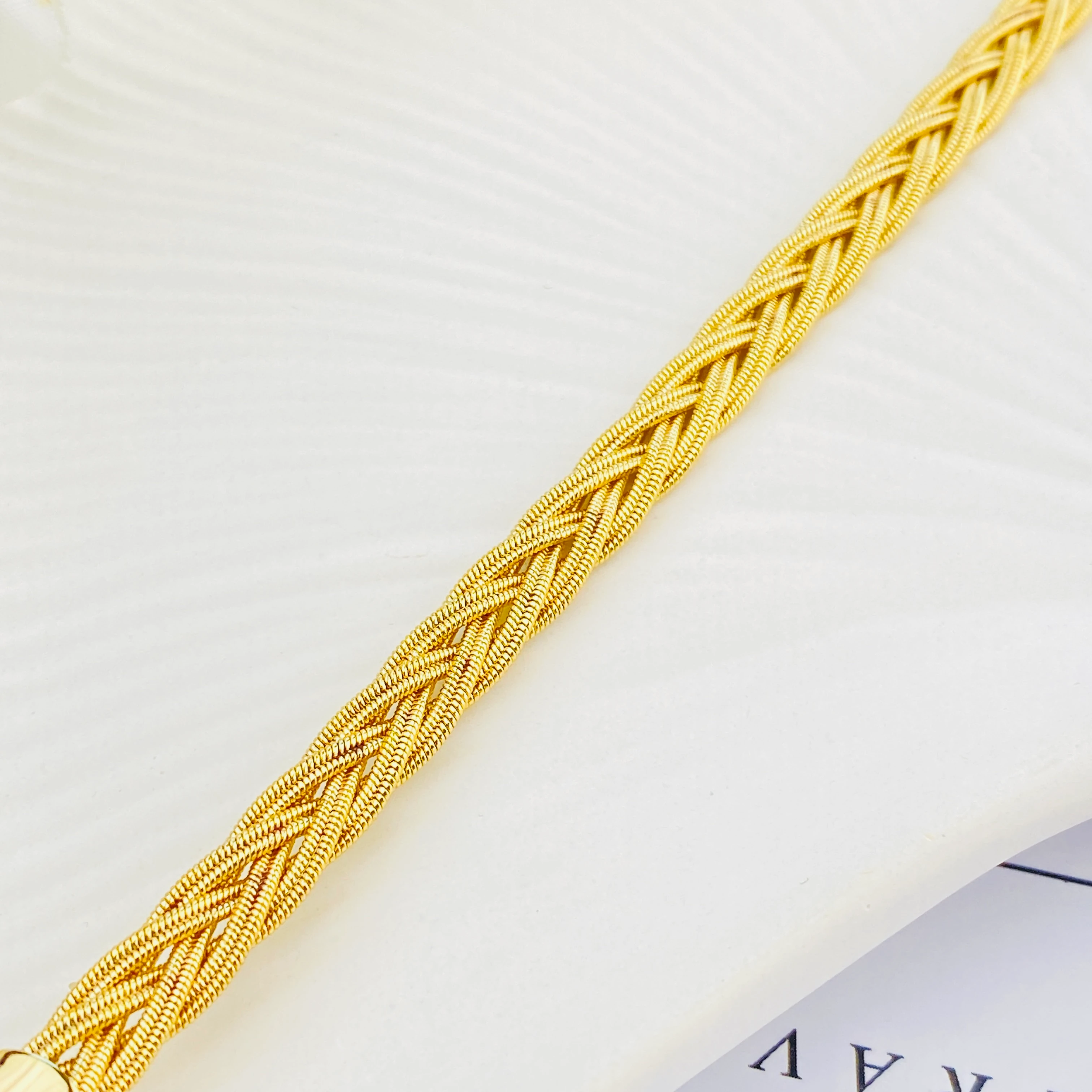 Hasır Bileklik İnce Trabzon Örgü Bileklik Kararmaz Xuping Vip Seri 14 Ayar Gold 19cm