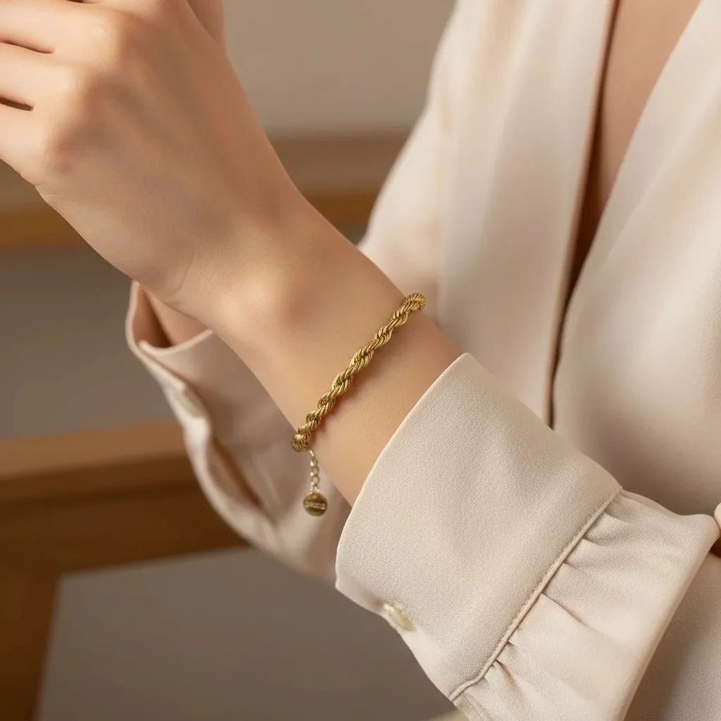 Burgu Bileklik 4mm Kadın Bileklik Kararmaz Çelik 18+5cm