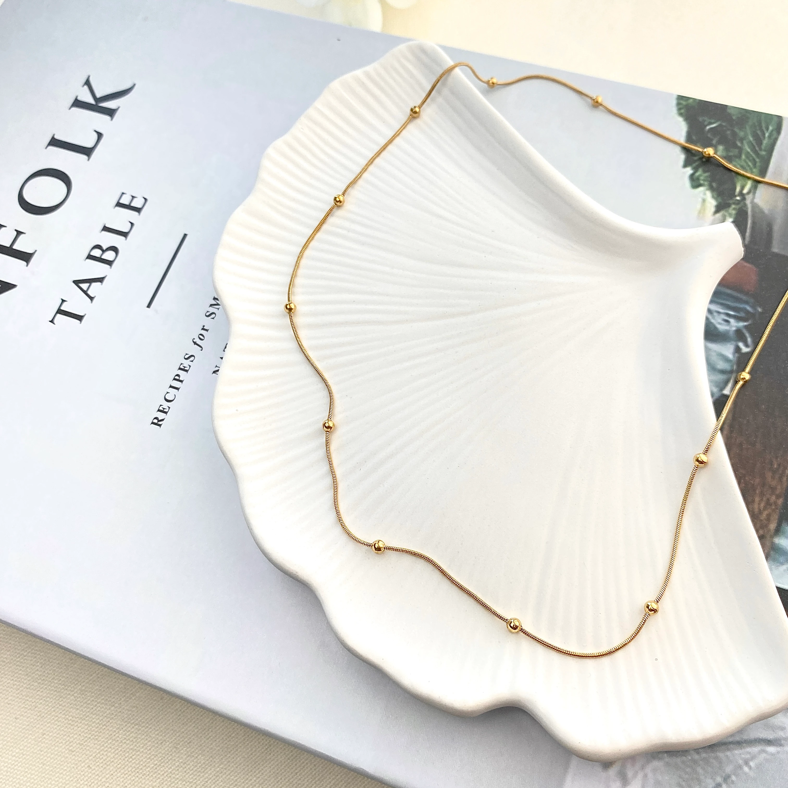 Kolye Dorika Topcuklu Model 316l Paslanmaz Çelik Gold 45 5cm