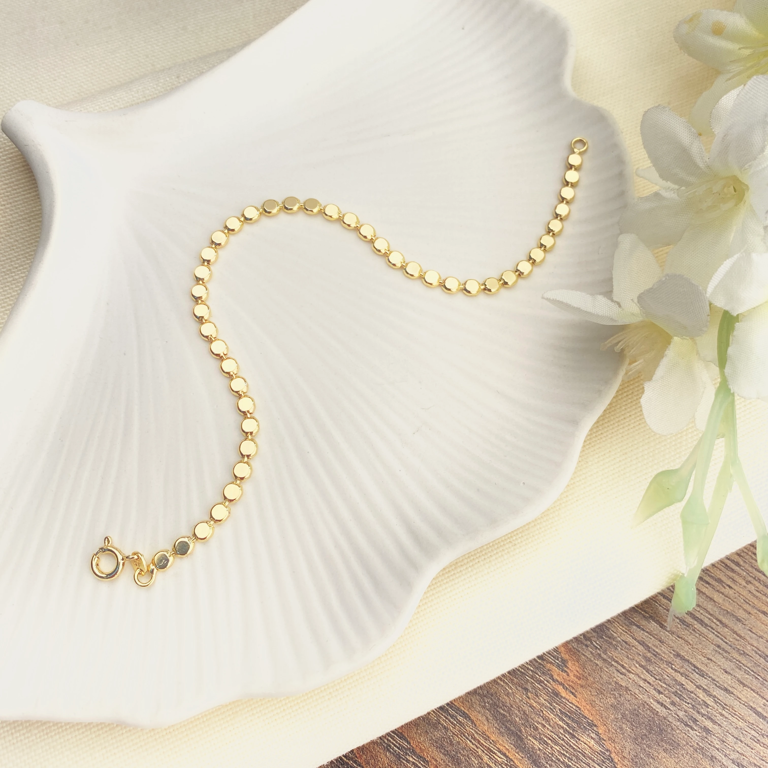 Dorika Bileklik Ezme Topcuklu Kadın Bileklik Kararmaz Xuping 14 Ayar