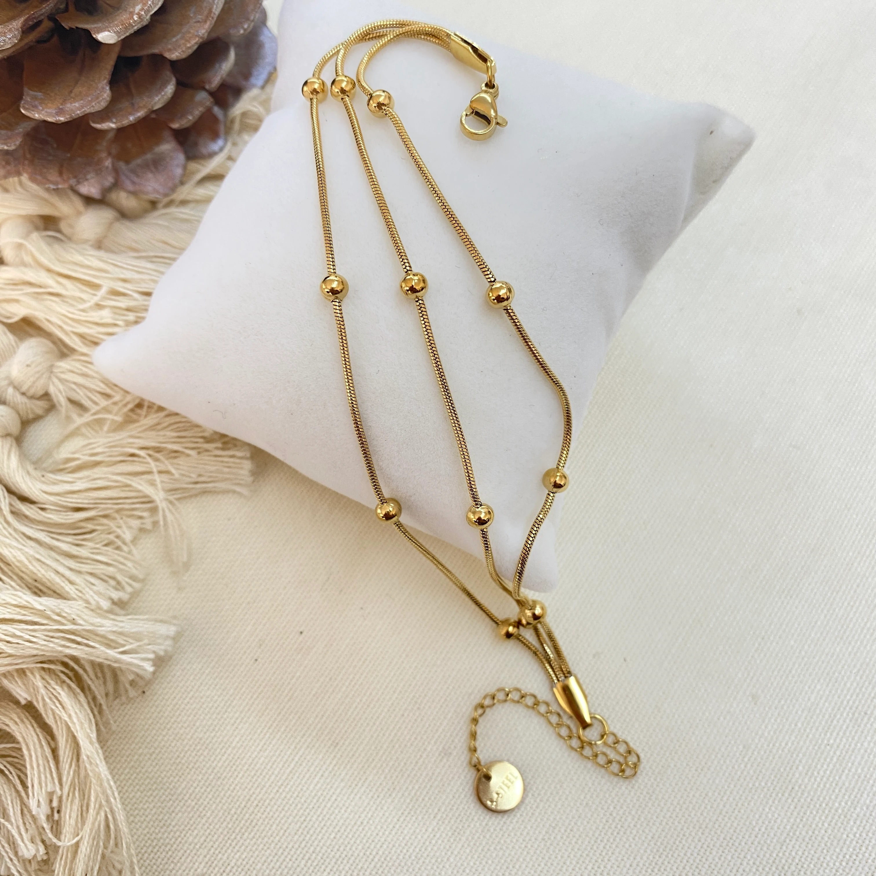 Dorika Bileklik Hasır Üçlü Zincir 316 L Paslanmaz Çelik