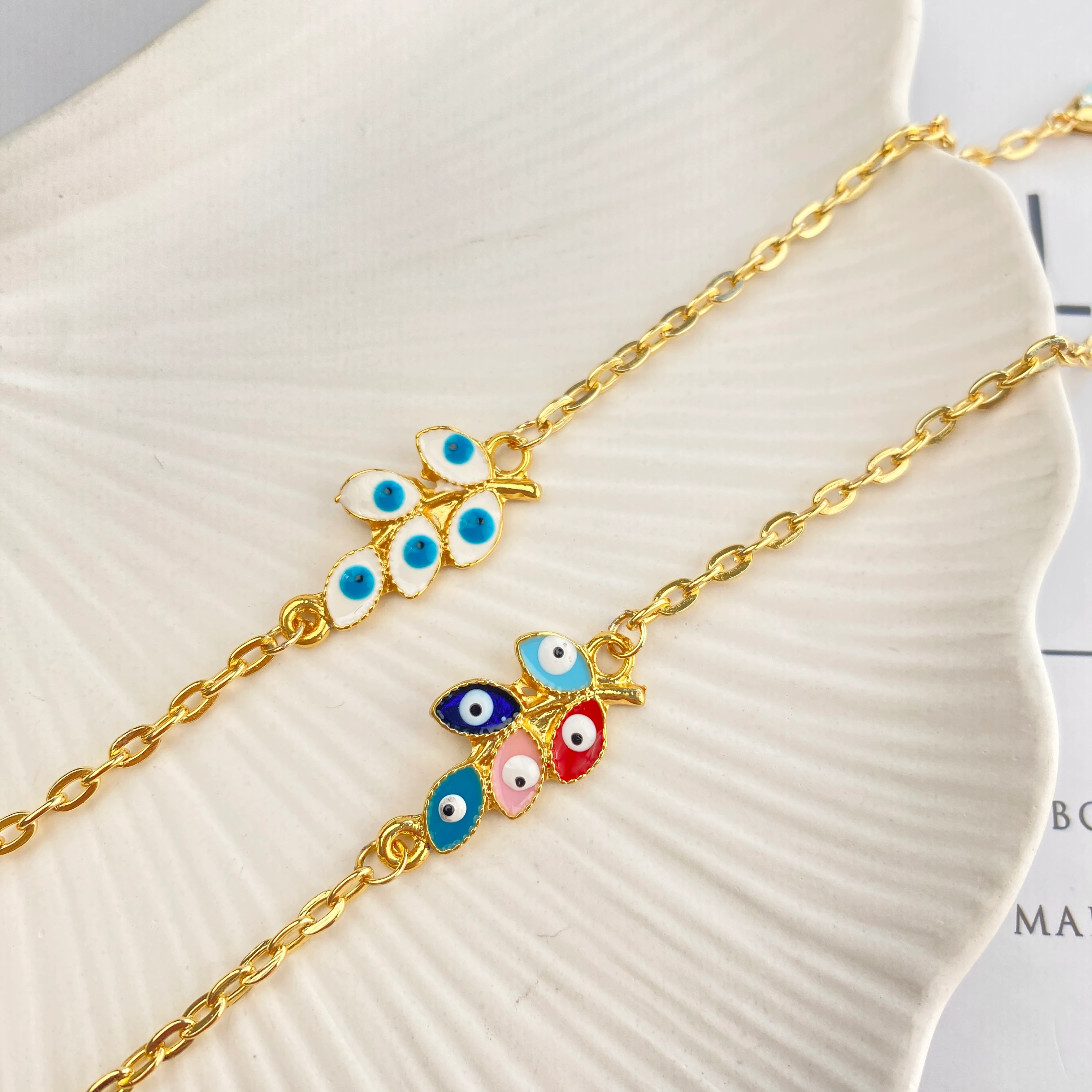 Mineli Bileklik Yaprak Bileklik Pirinç Gold 17+5cm