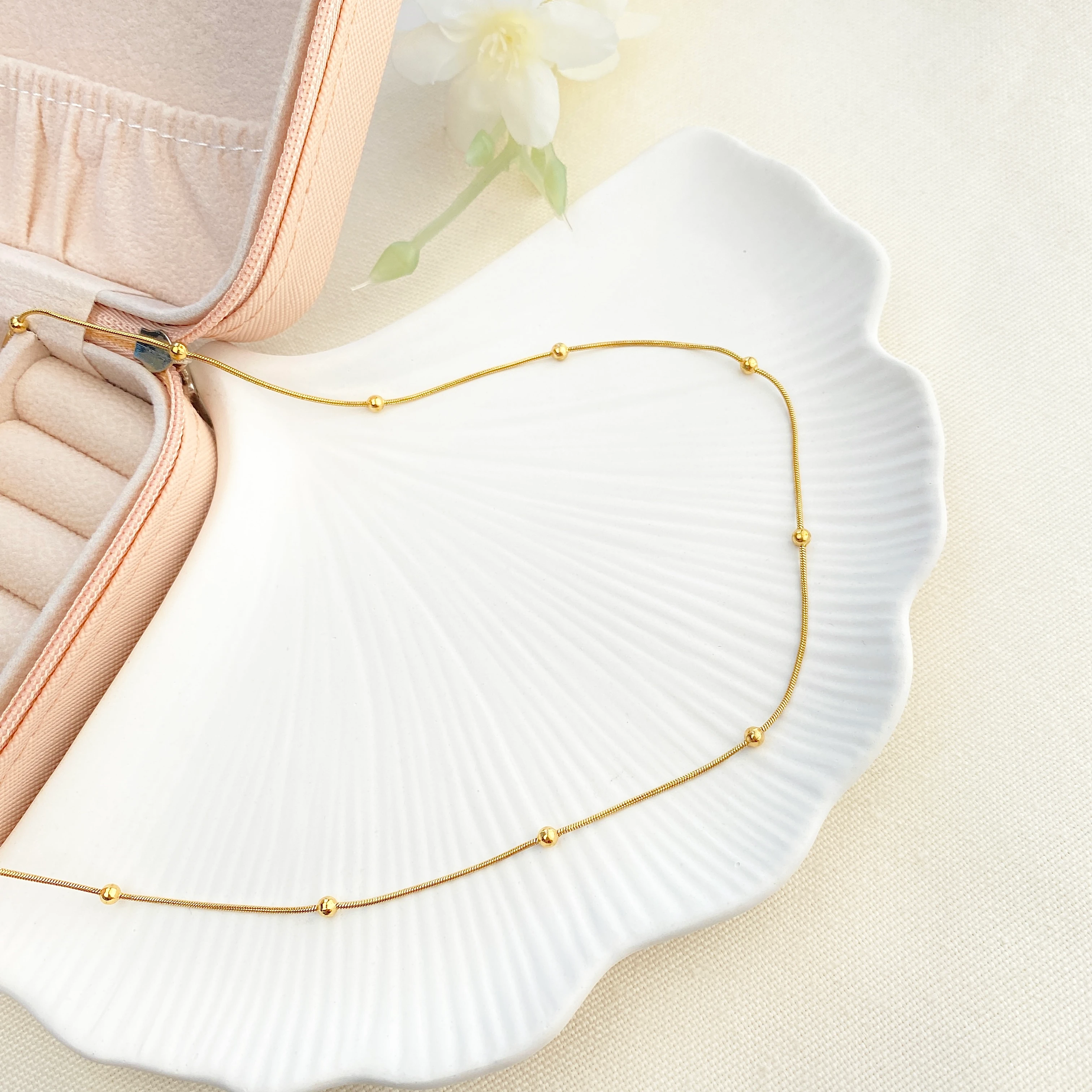 Kolye Dorika Topcuklu Model 316l Paslanmaz Çelik Gold 45 5cm