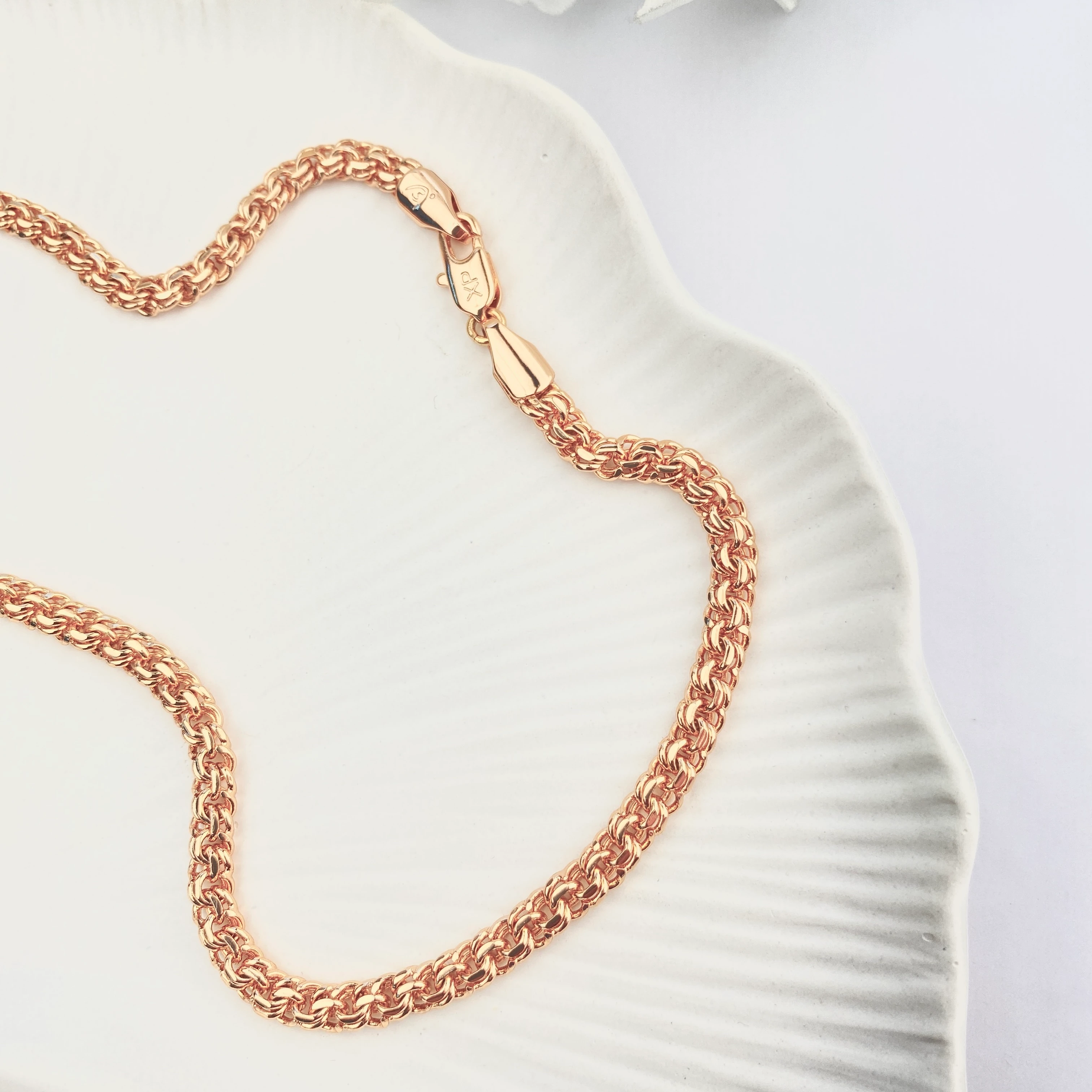 Ezme Zincir Kolye Hasır Kolye Vintage Model Çelik Kararmaz Xuping Vip Seri Rose 50cm