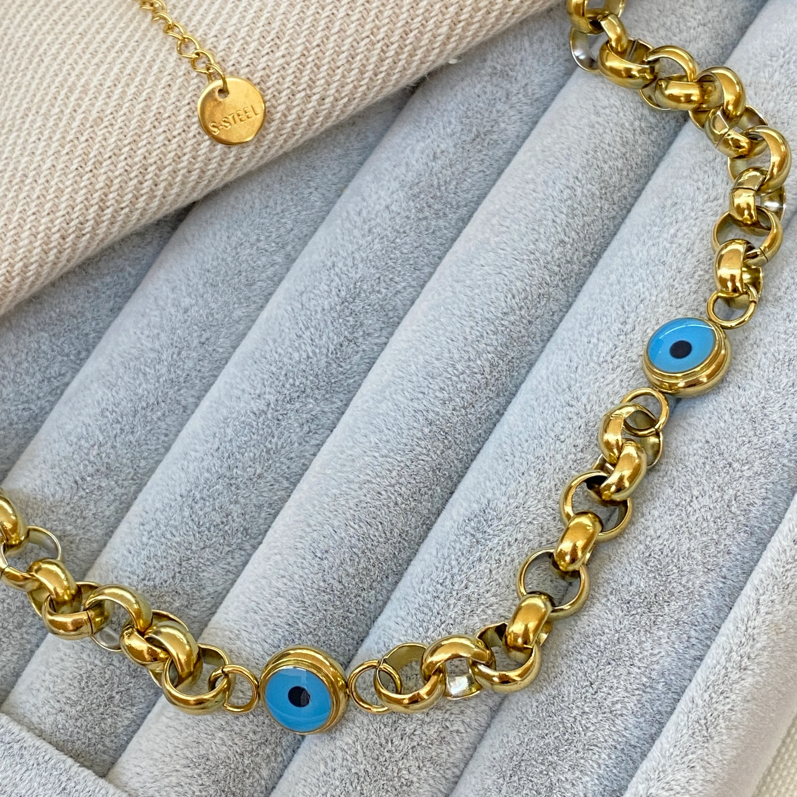 Nazar Boncuklu Kolye Doc Zincir 316 L Paslanmaz Çelik