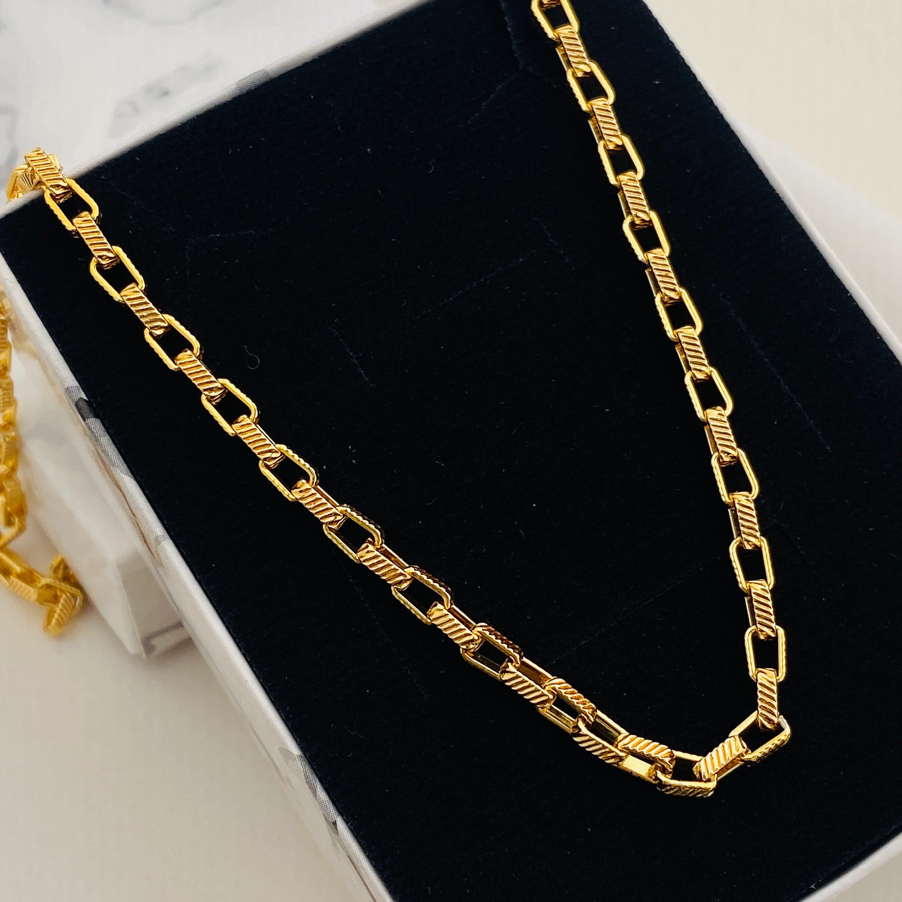 Küp Zincir Kolye Pirinç Gold 45+5cm