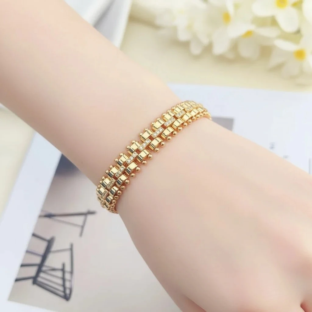 Kuyumcu Model Taşlı Bileklik Çelik Kararmaz Xuping Vip Seri Yüksek Kalite 19cm