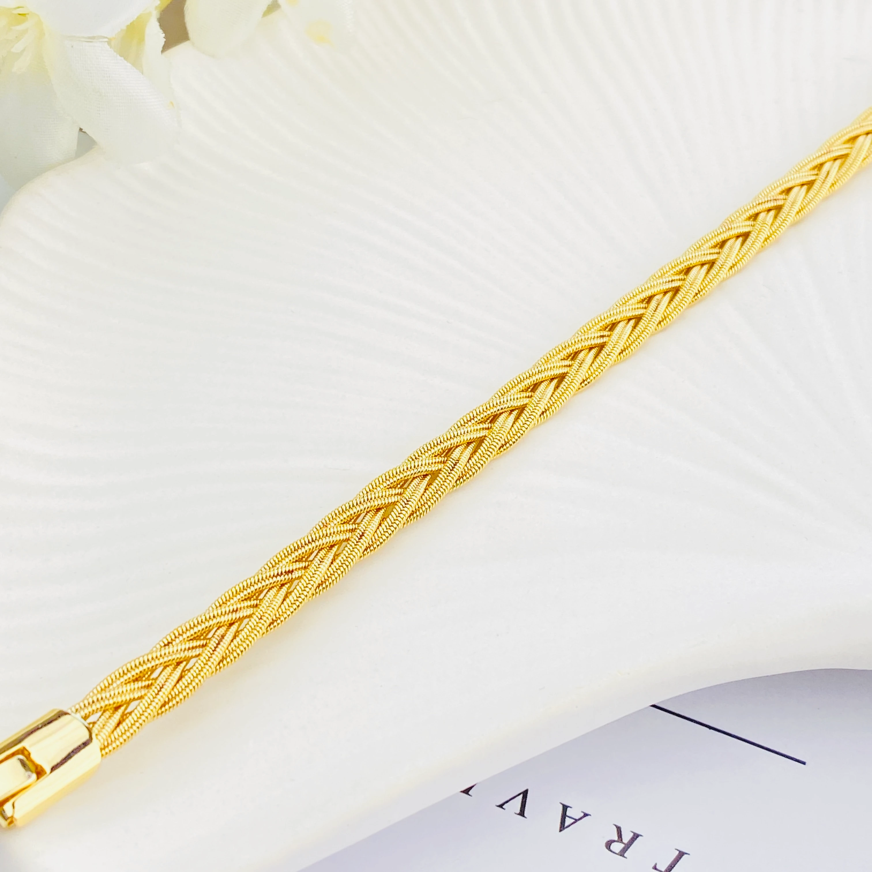 Hasır Bileklik İnce Trabzon Örgü Bileklik Kararmaz Xuping Vip Seri 14 Ayar Gold 19cm