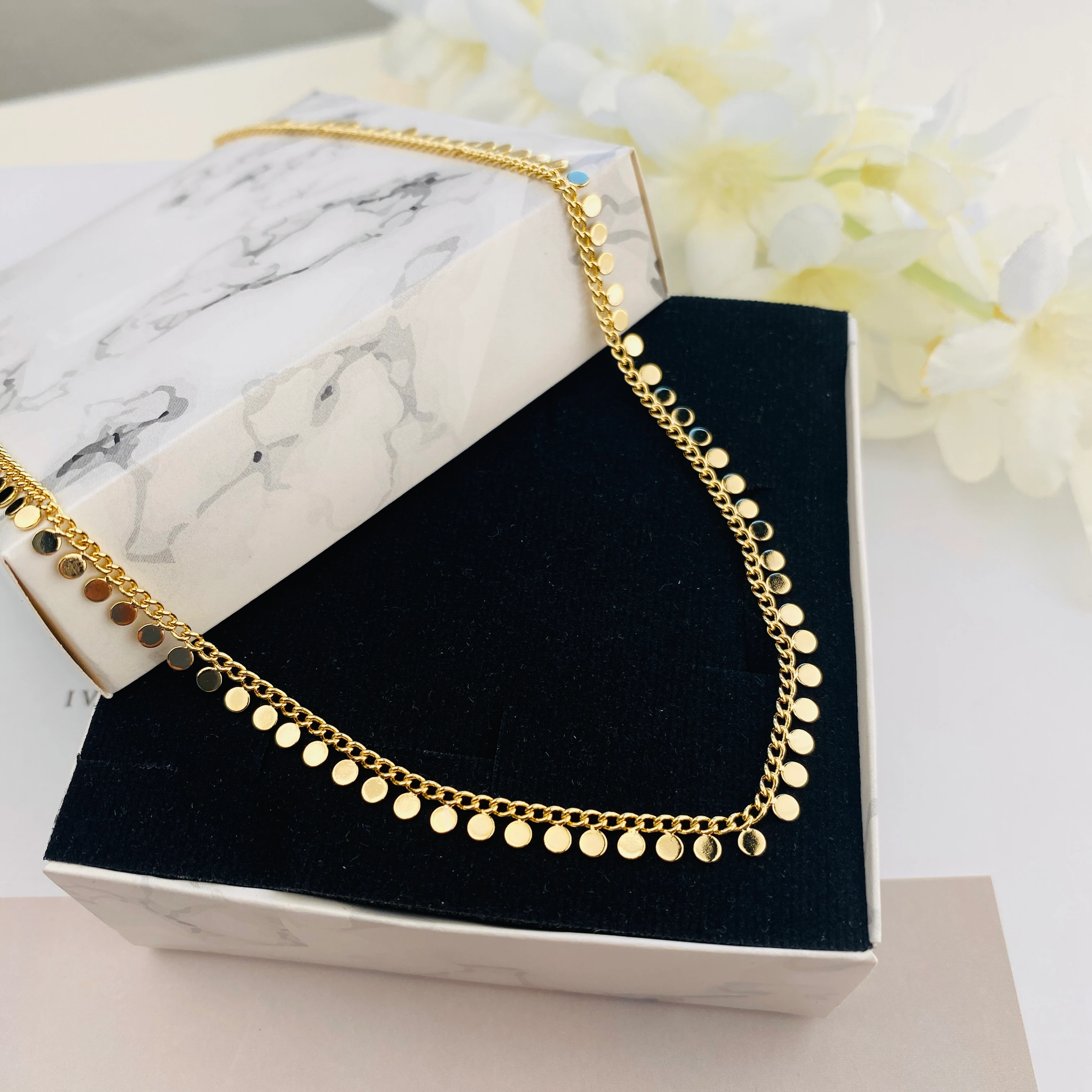 Pullu Kolye Kadın Shakira Kolye Kararmaz Xuping 45artı5cm 14 Ayar Gold