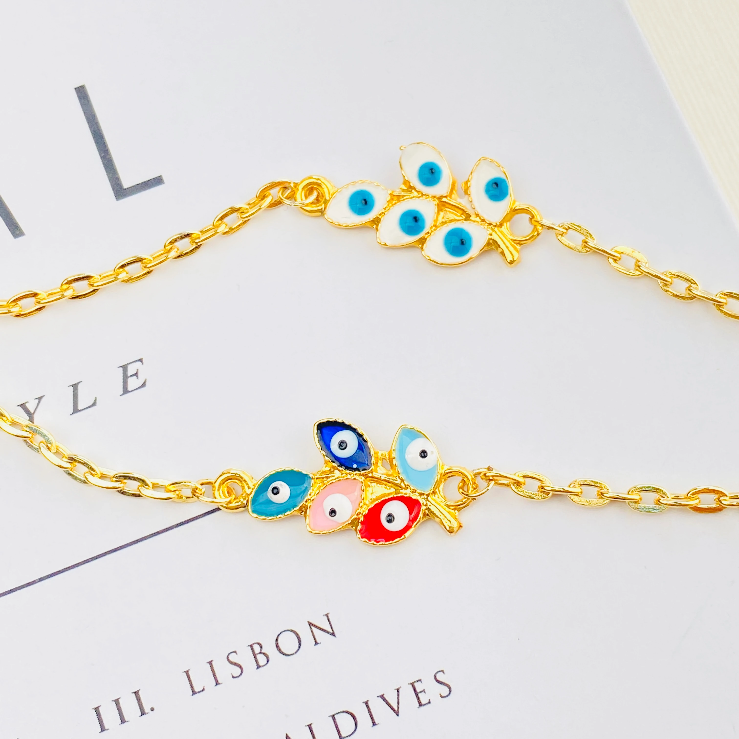 Mineli Bileklik Yaprak Bileklik Pirinç Gold 17+5cm