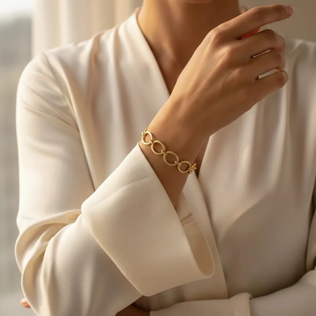 Halka Bileklik Kuyumcu Model Kadın Bileklik Vip Seri 14 Ayar Gold 17+3cm