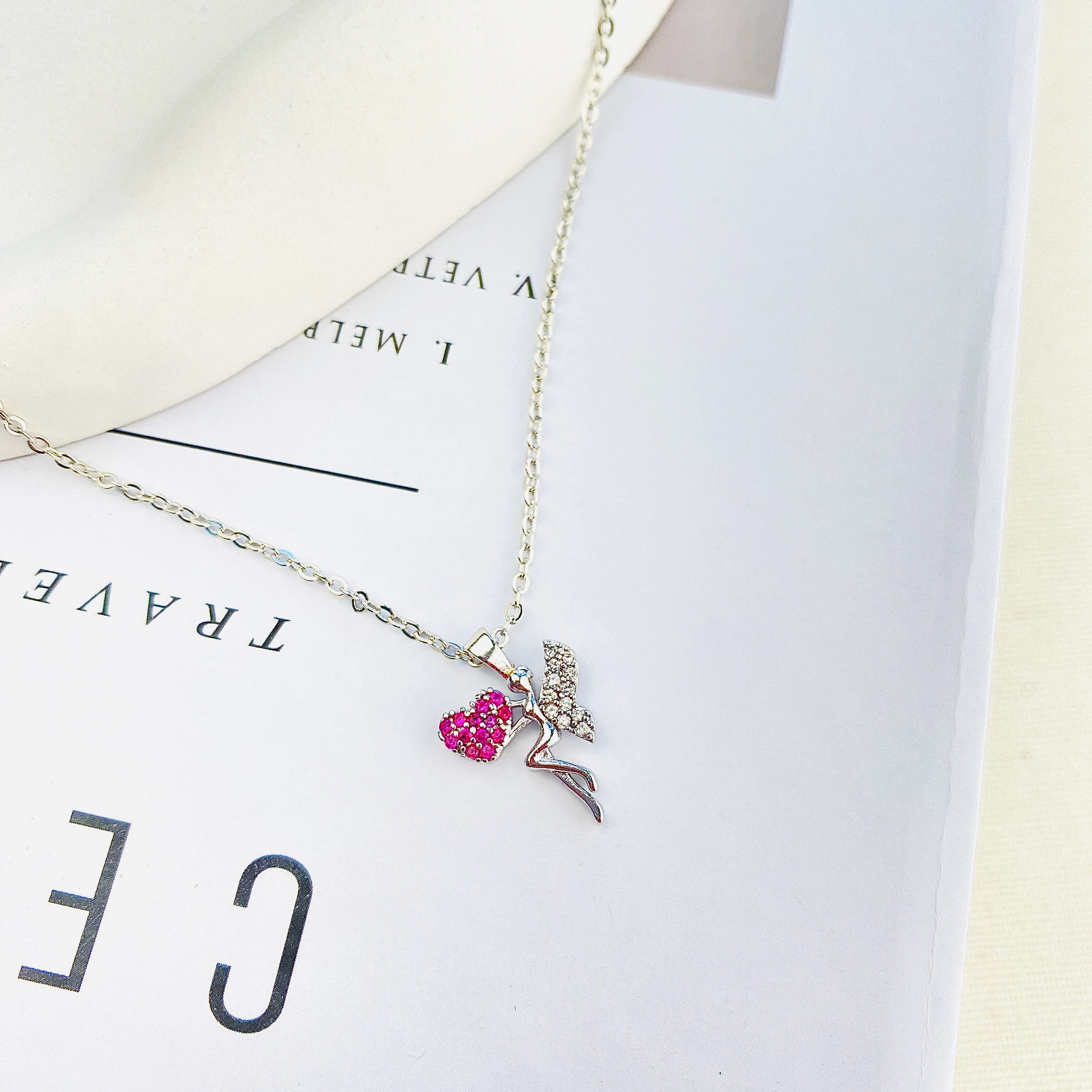 Peri Kadın Kolye Peri Kızı Zirkon Taşlı Silver Kolye 45cm