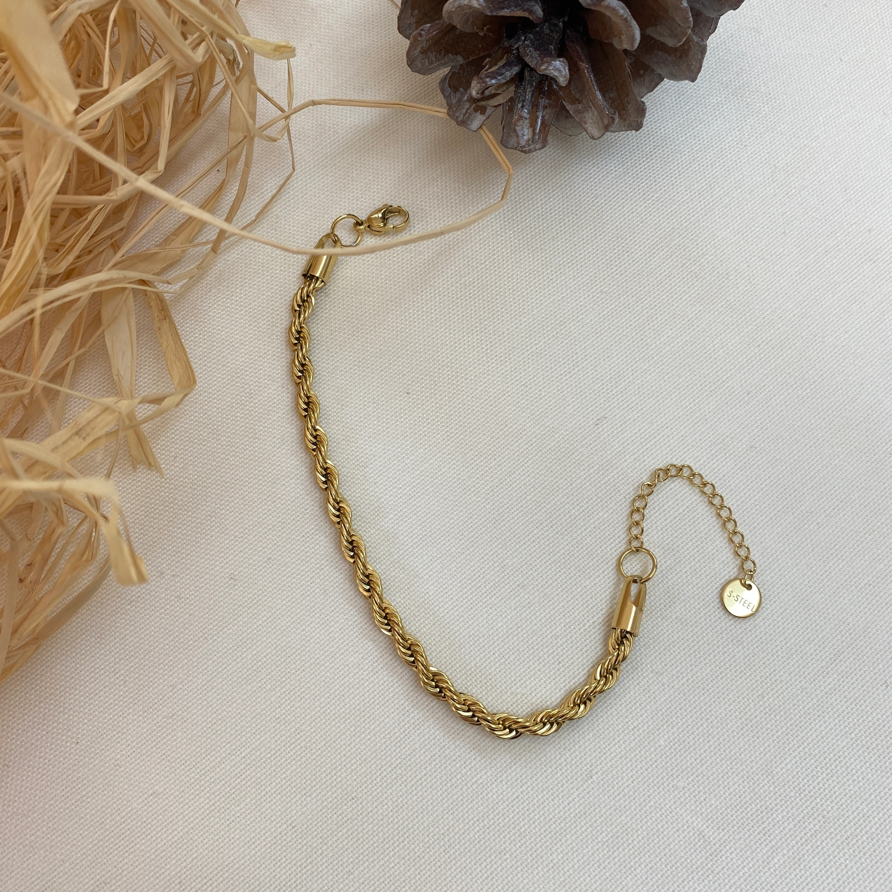 Burgu Bileklik Orta Kalın Zincir 316 L Paslanmaz Çelik