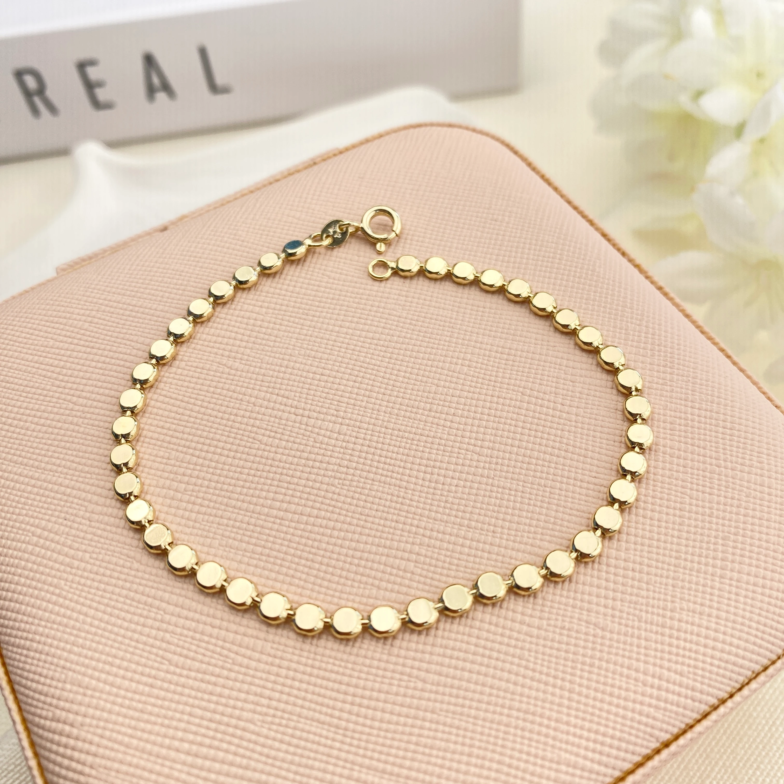 Dorika Bileklik Ezme Topcuklu Kadın Bileklik Kararmaz Xuping 14 Ayar