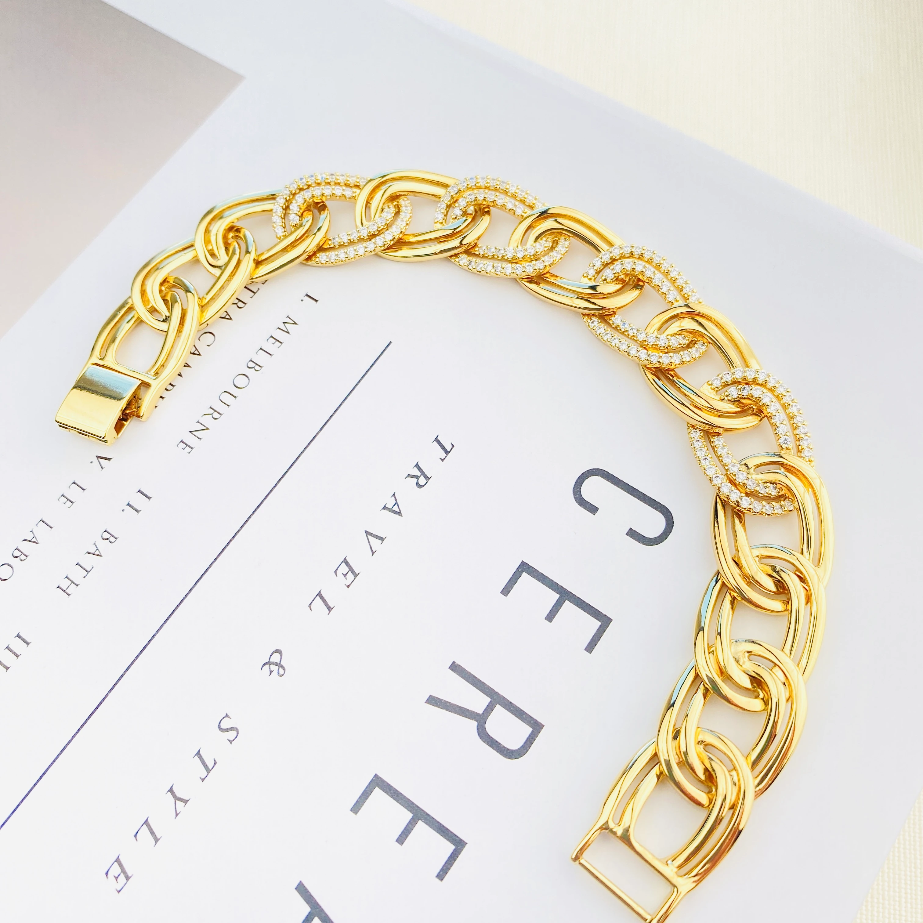 Kadın Bileklik Kalın Samanyolu Bileklik Kuyumcu Model Gold 18 cm