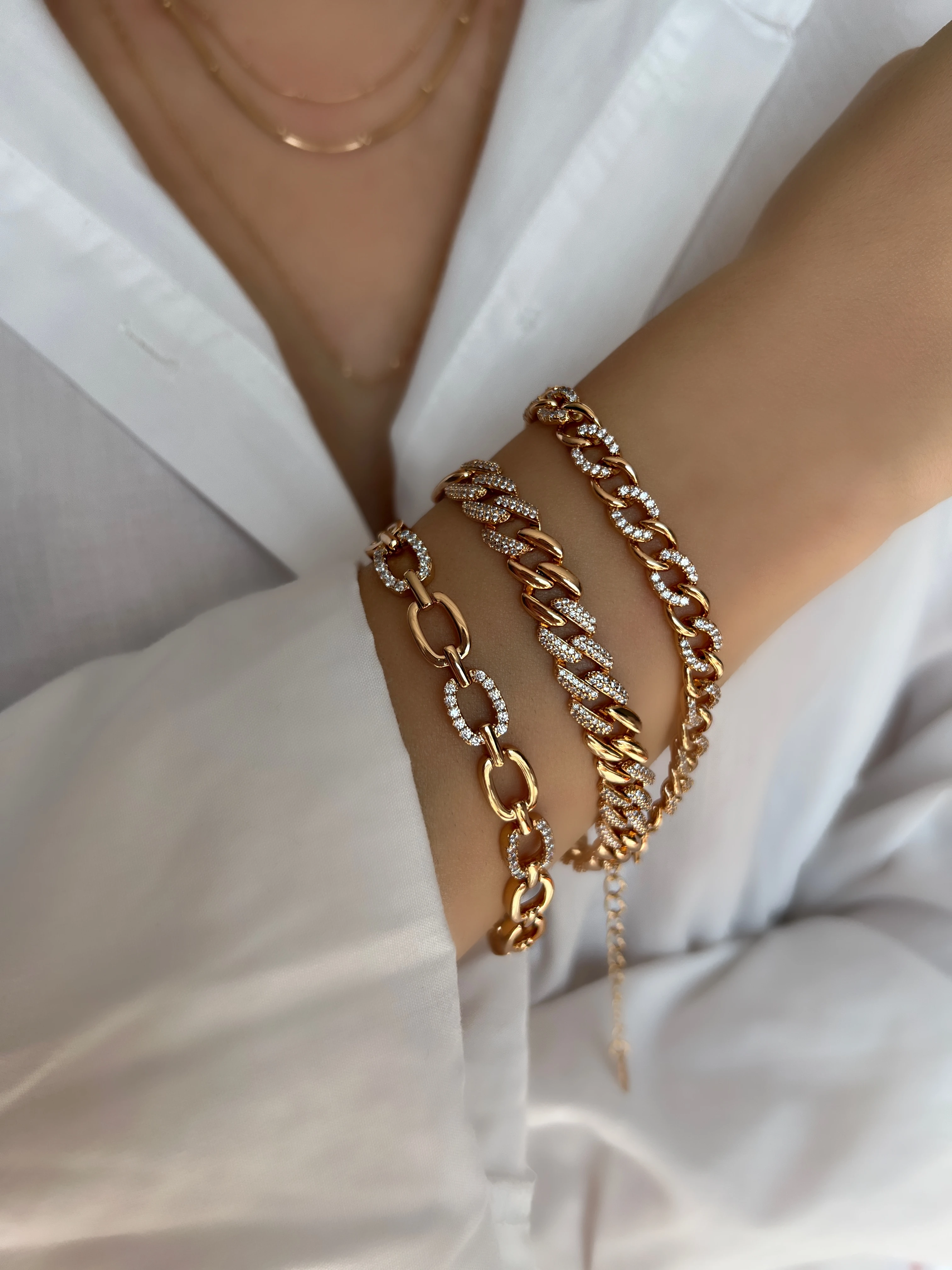 Gurmet Bileklik Taşlı Kalın Zincir Çelik Kararmaz Xuping Vip Seri Rose Gold