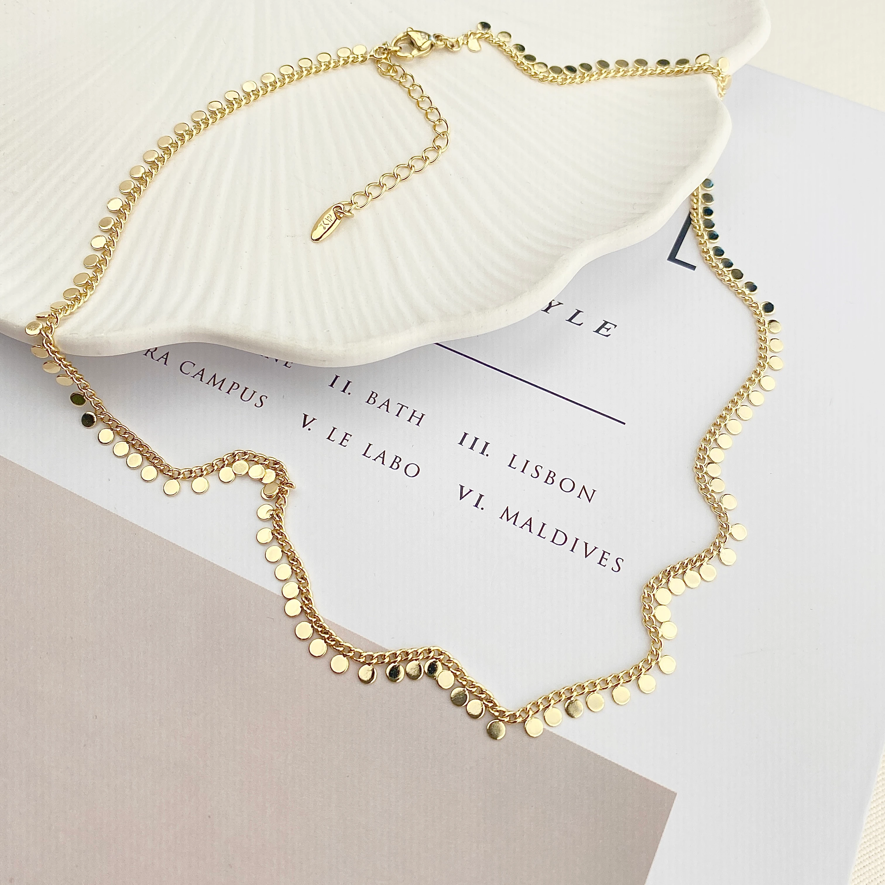 Pullu Kolye Kadın Shakira Kolye Kararmaz Xuping 45artı5cm 14 Ayar Gold