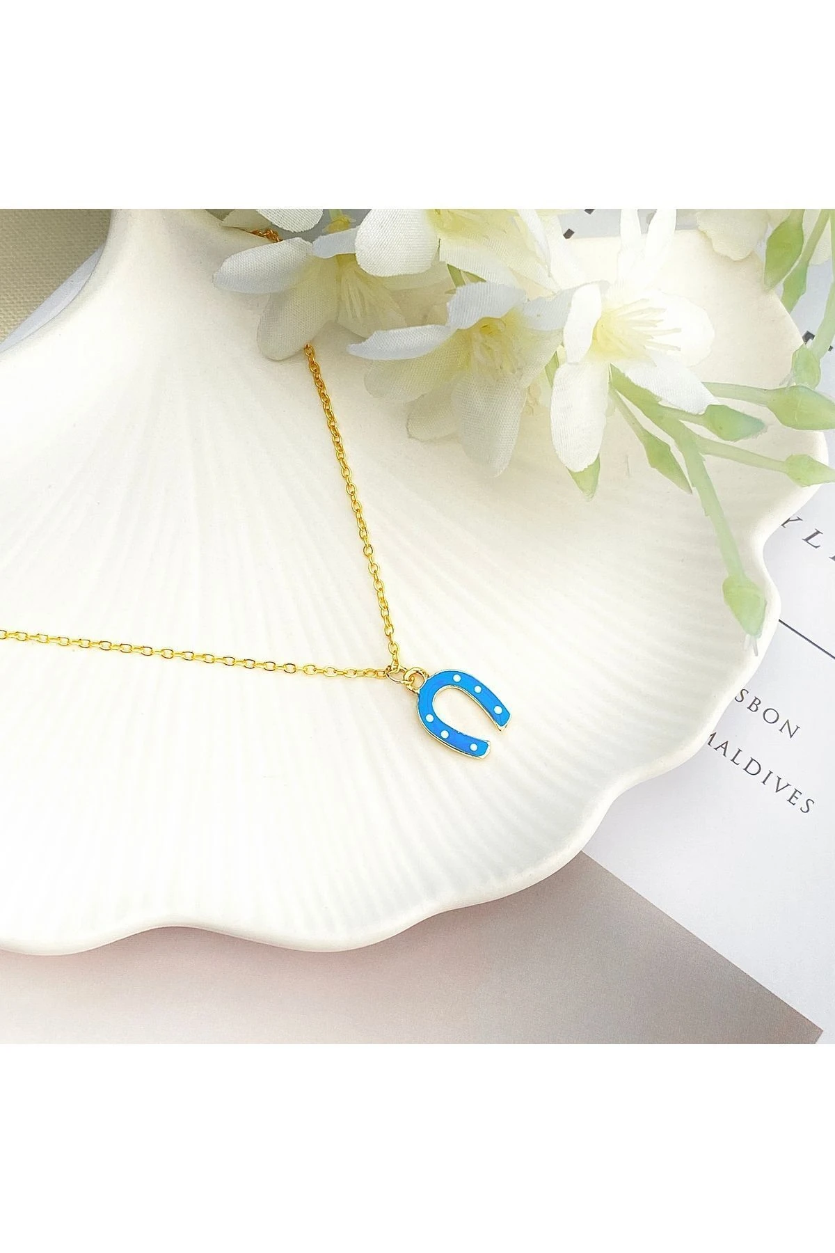 Mineli Kolye Nal Şans Kolyesi  Gold 45 cm