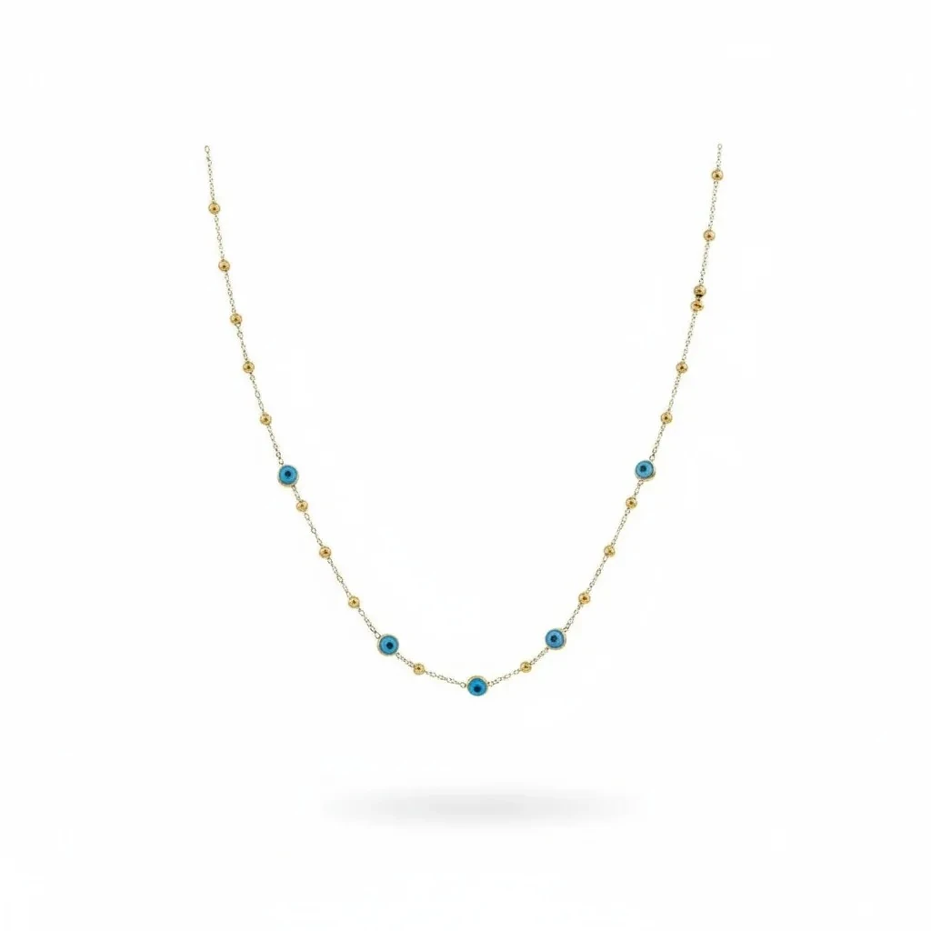 Nazar Kolye Dorika Geçişli Yüksek Kalite 316 L Çelik Gold 42+5 cm