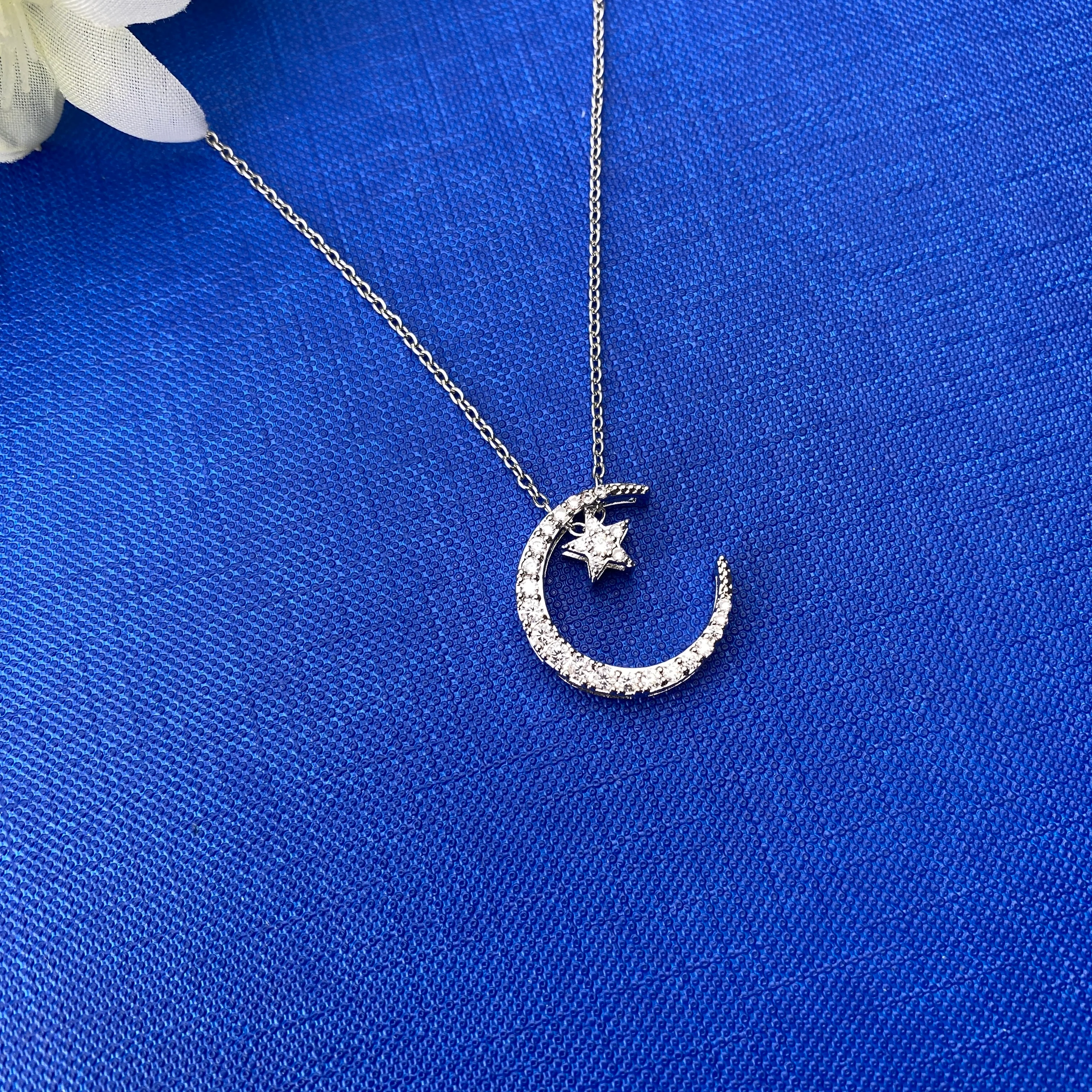 Hilal Yıldız Ay Yıldız Kolye Yüksek Kalite 316 L Paslanmaz Çelik Silver 40+5 cm