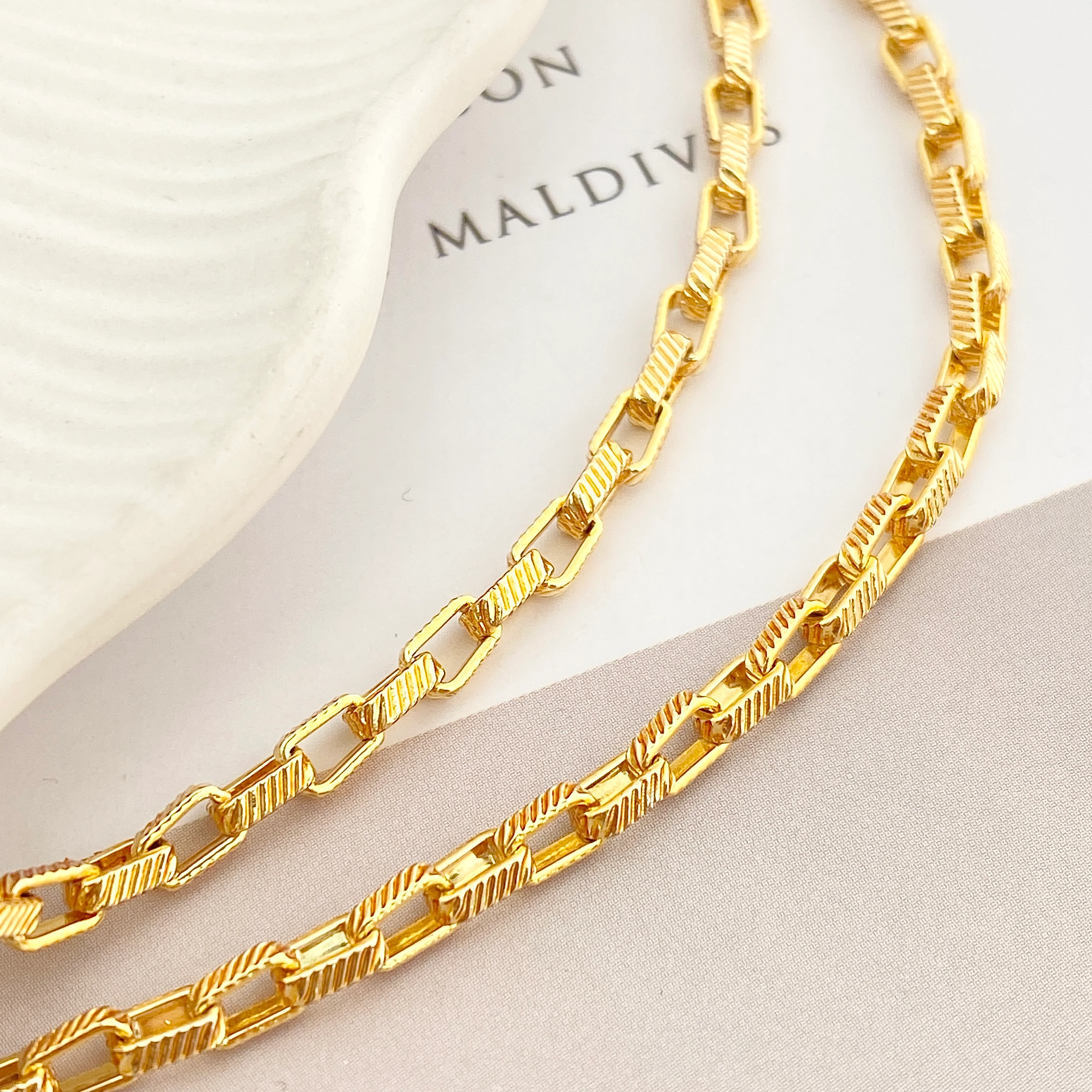 Küp Zincir Kolye Pirinç Gold 45+5cm