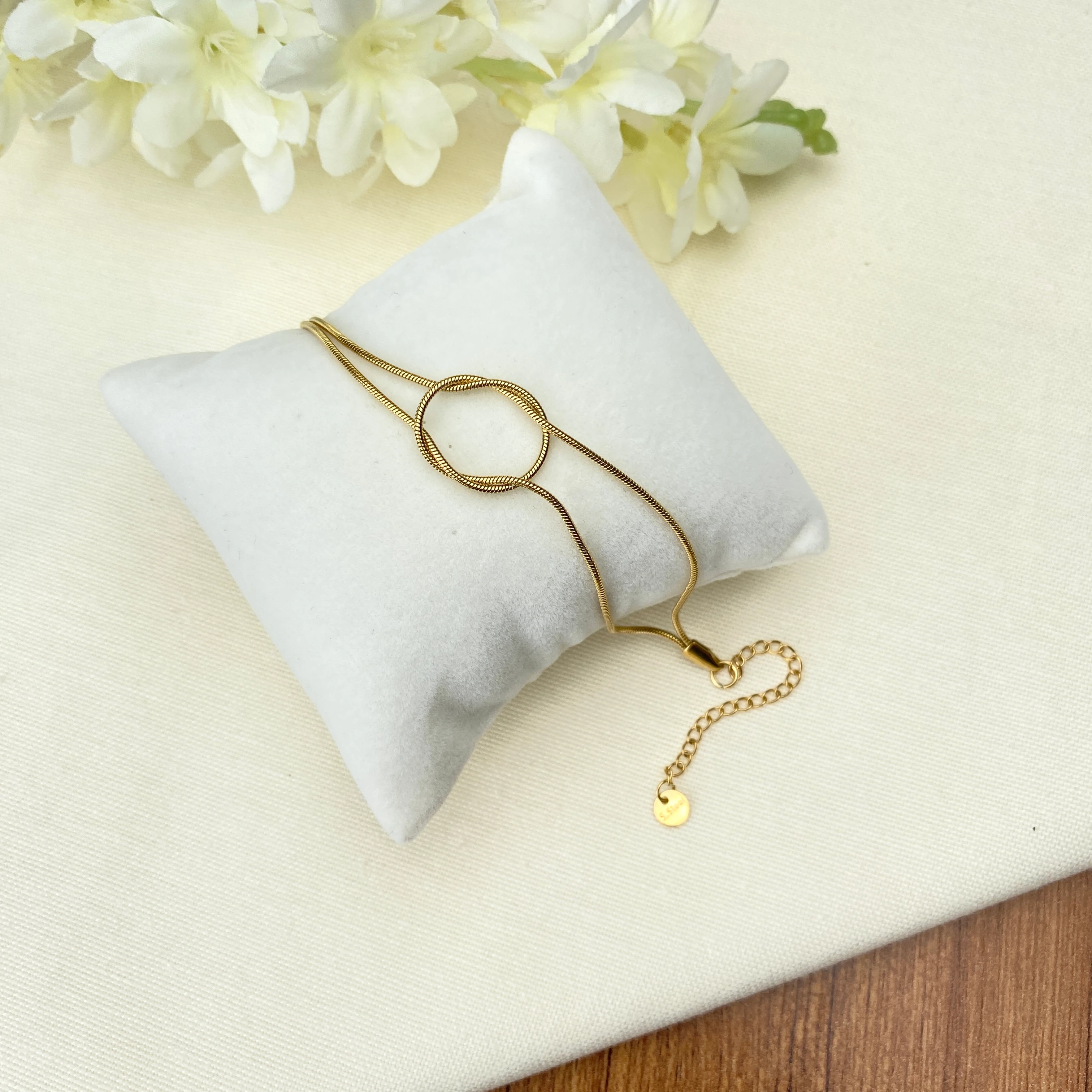 Düğüm Bileklik Kadın Sonsuzluk Bileklik Kararmaz Çelik Gold 17+5cm