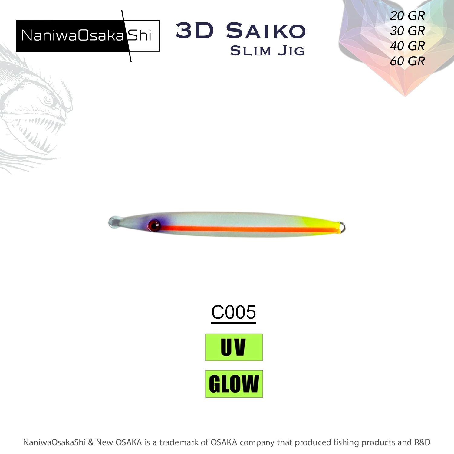NaniwaOsakaShi 3D Saiko Slim Jig 60Gr
