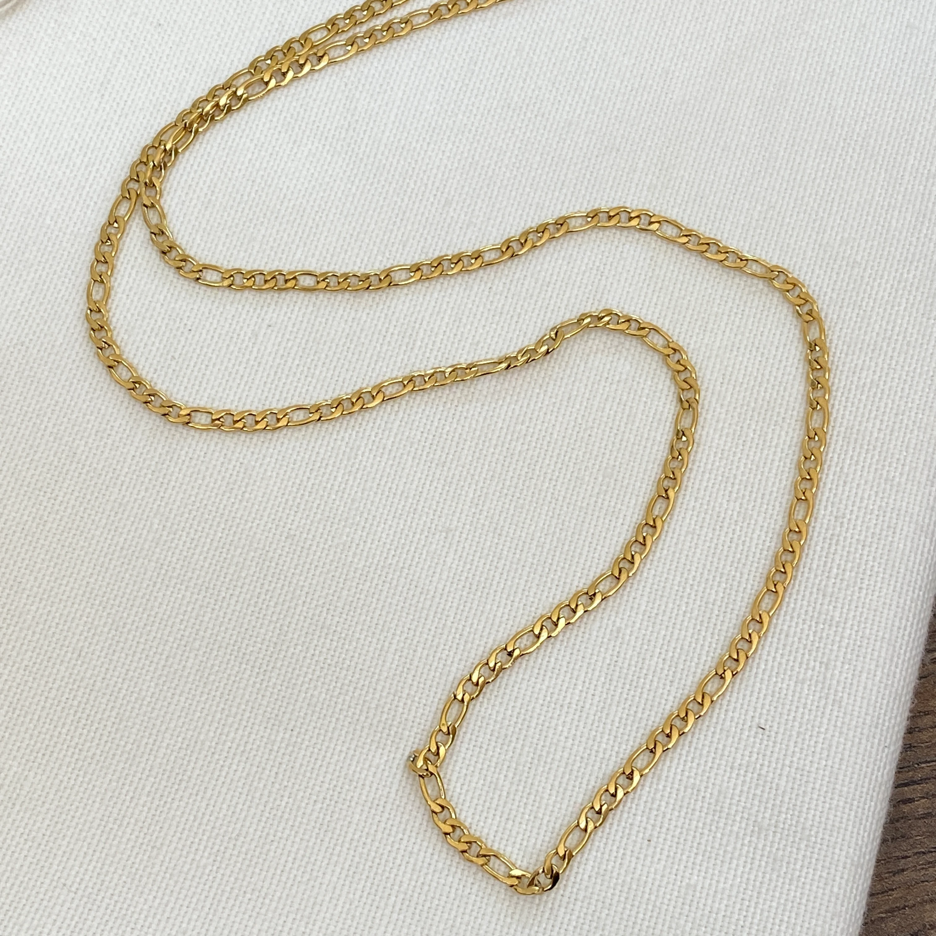 Figaro Model Yassı Unisex Zincir Kolye Yüksek Kalite 4 mm 60+5 cm