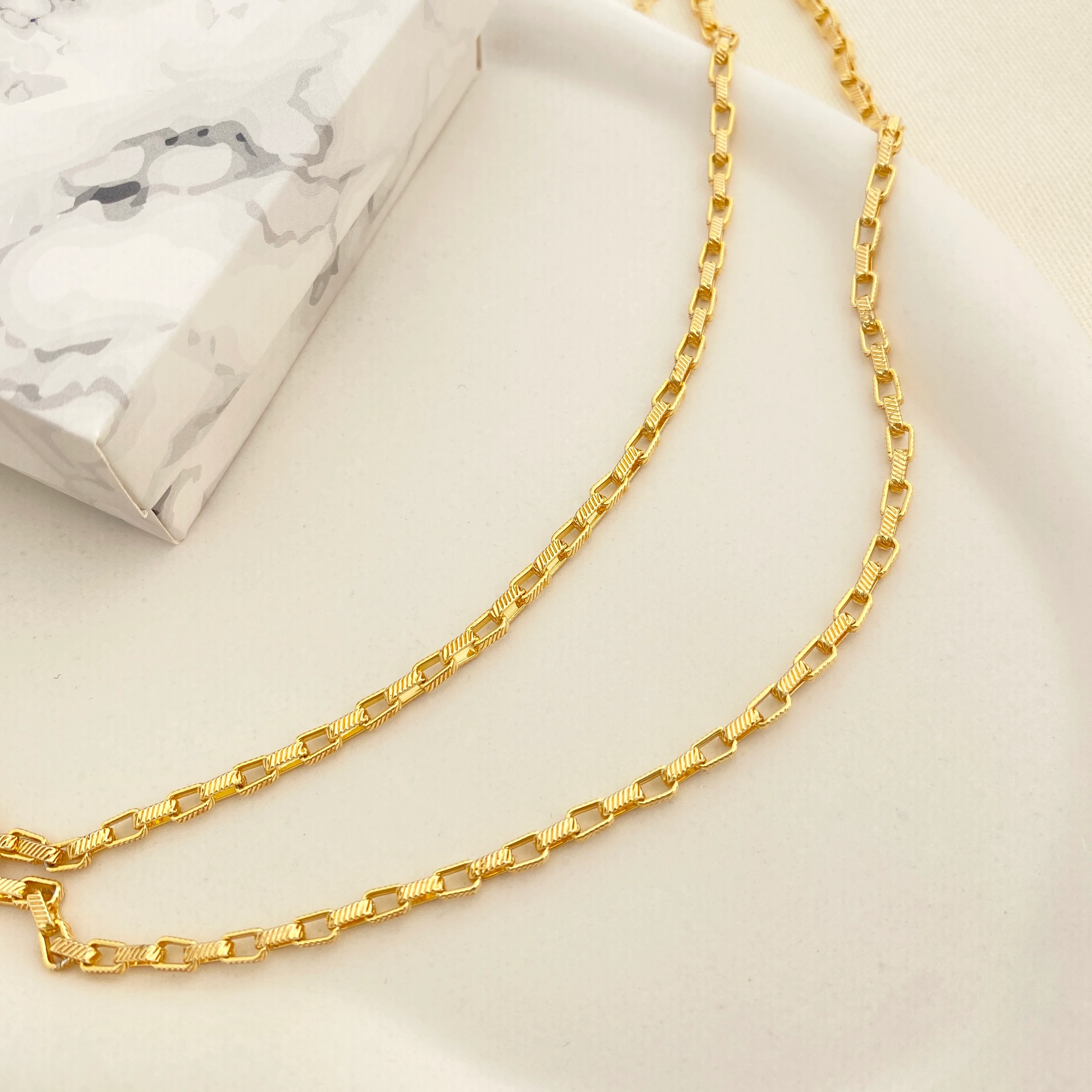 Küp Zincir Kolye Pirinç Gold 45+5cm