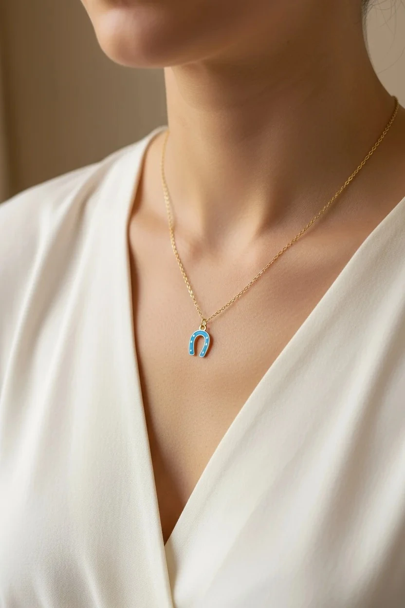 Mineli Kolye Nal Şans Kolyesi  Gold 45 cm