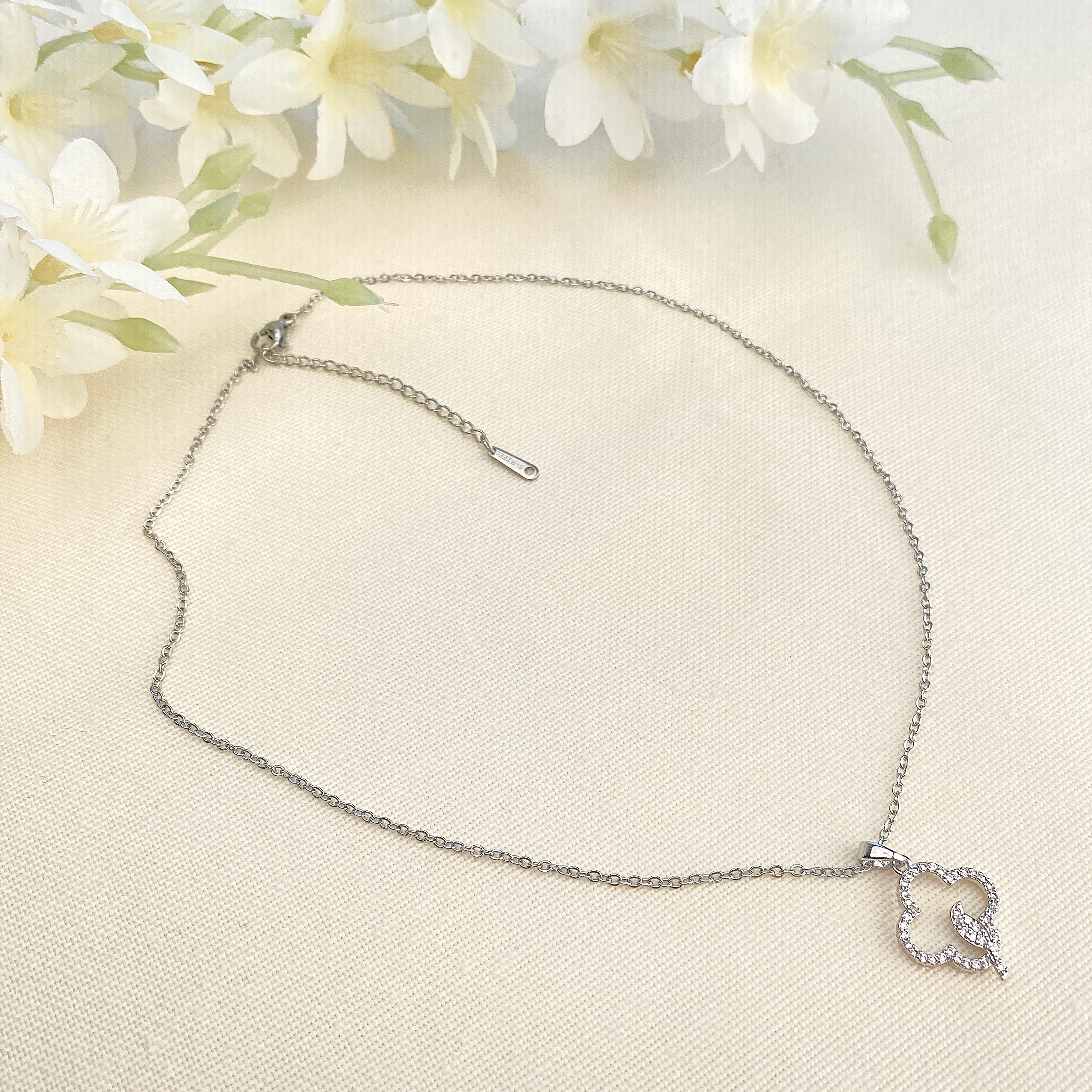 Kuş Kolye Serçe Model Zirkon Taşlı Çelik Kolye