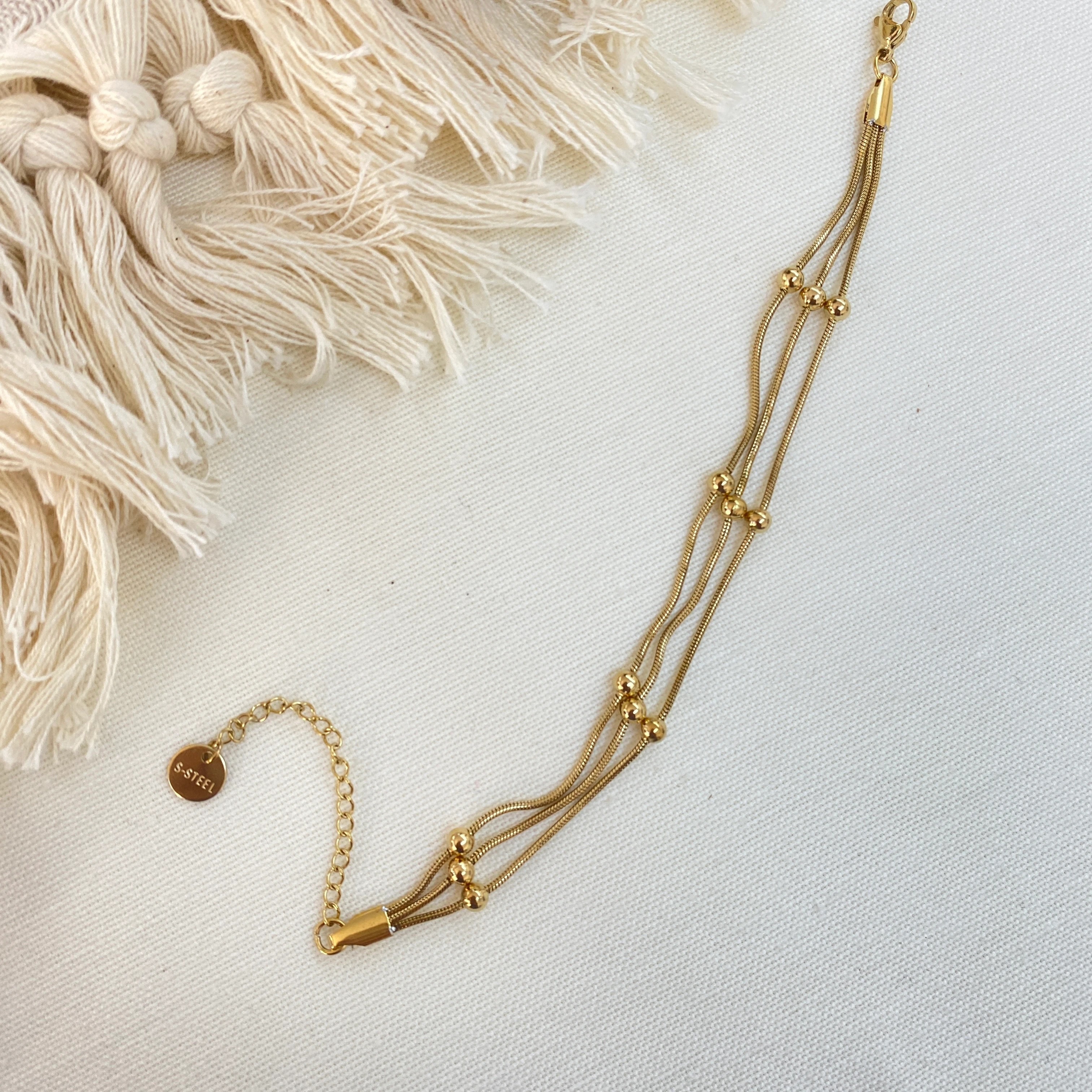 Dorika Bileklik Hasır Üçlü Zincir 316 L Paslanmaz Çelik